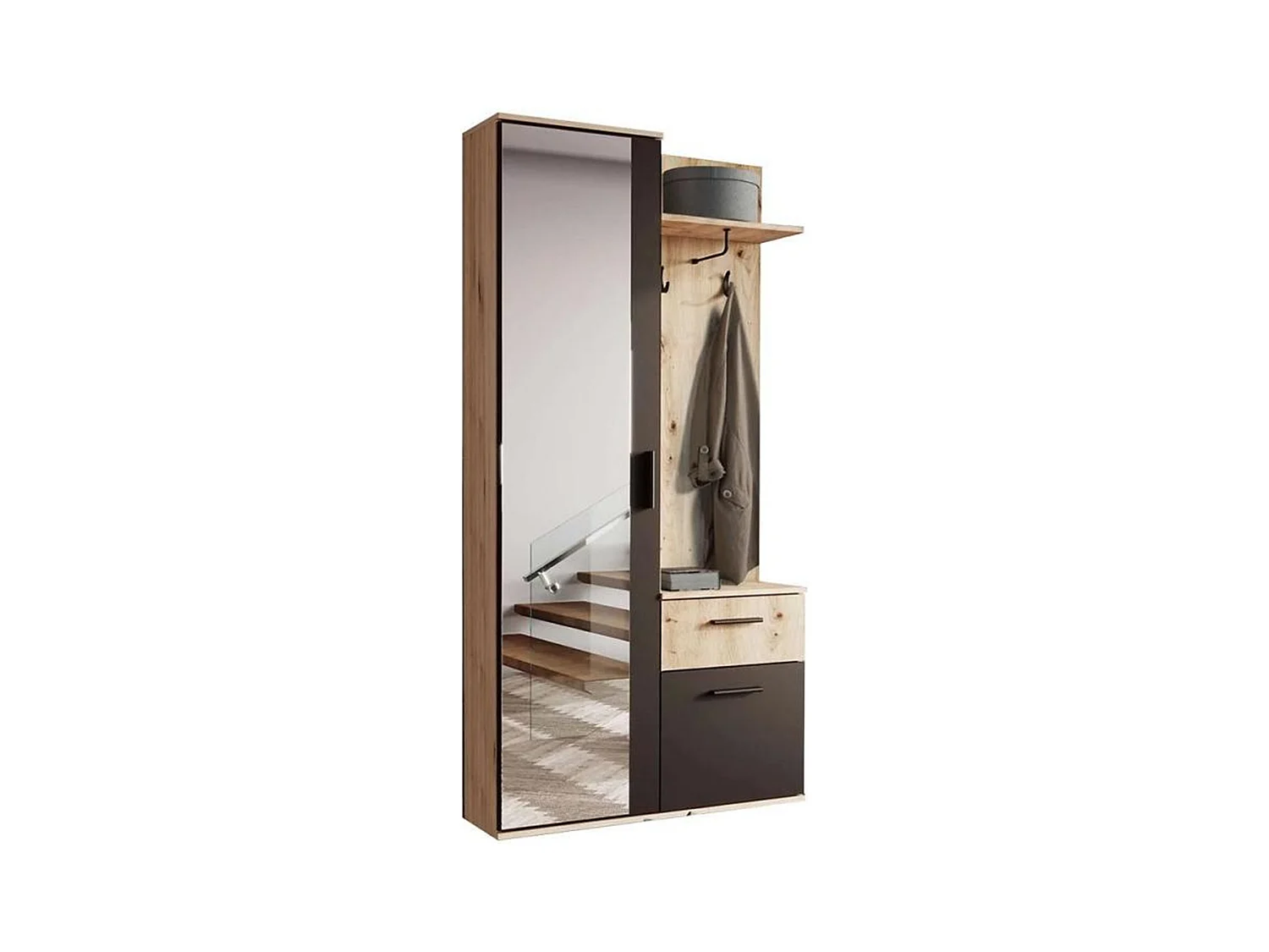 MINIO go for it, Armoire ALEX en chêne Artisan / noir