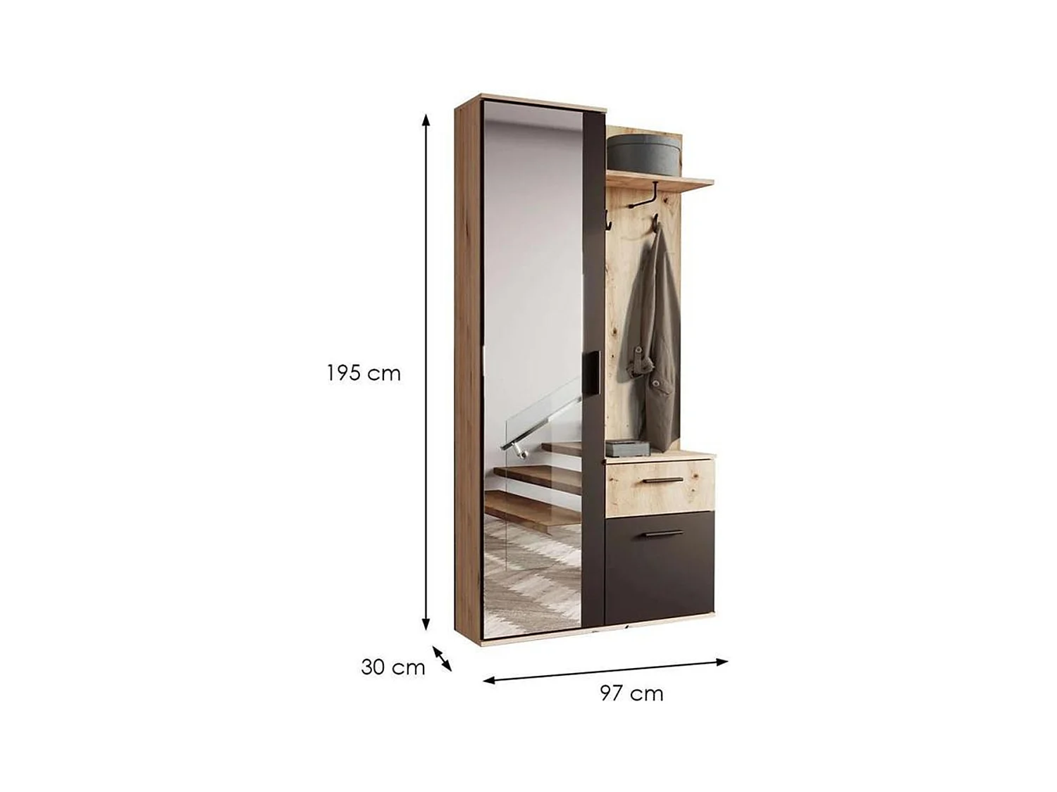 MINIO go for it, Armoire ALEX en chêne Artisan / noir