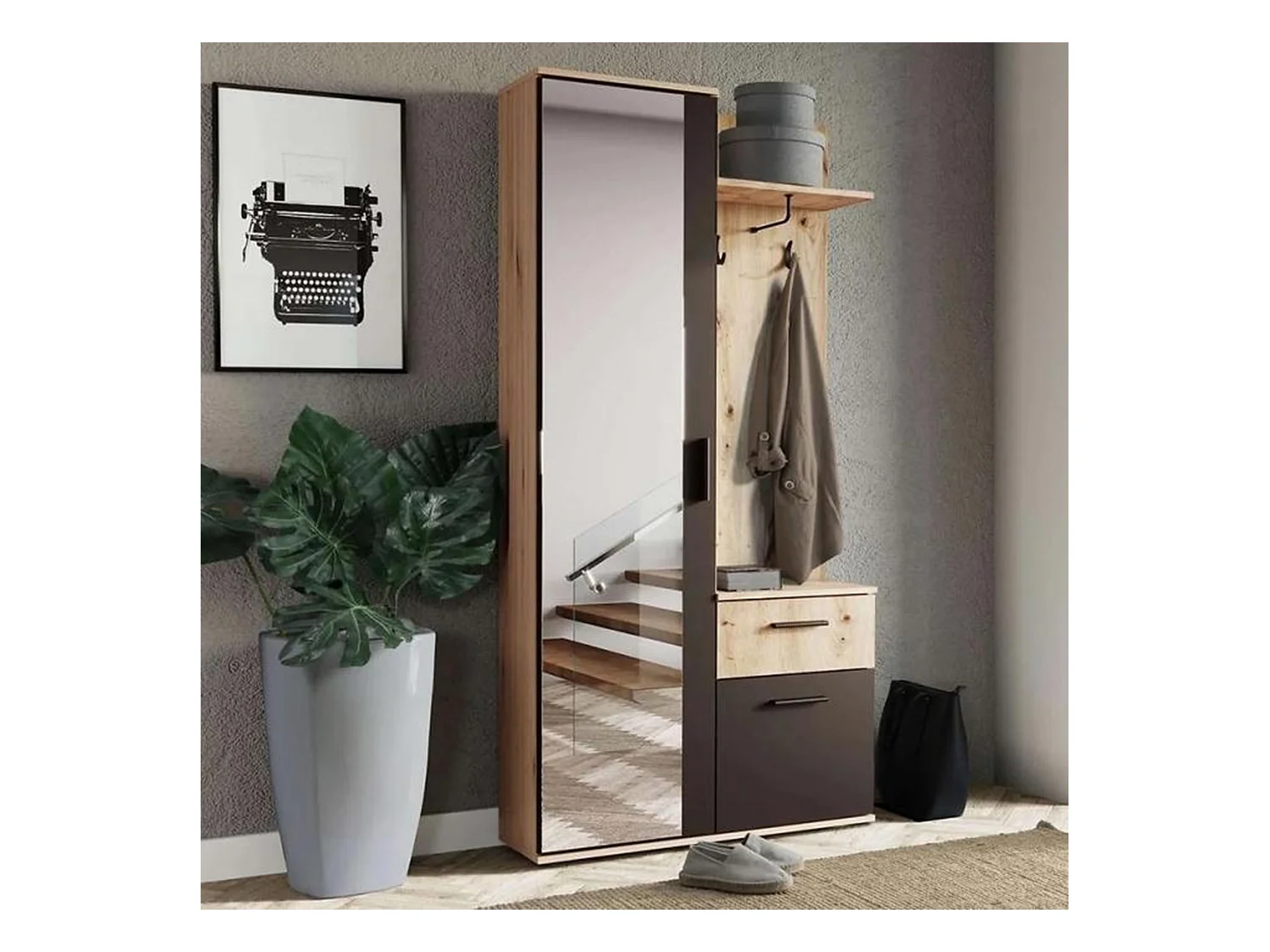 MINIO go for it, Armoire ALEX en chêne Artisan / noir