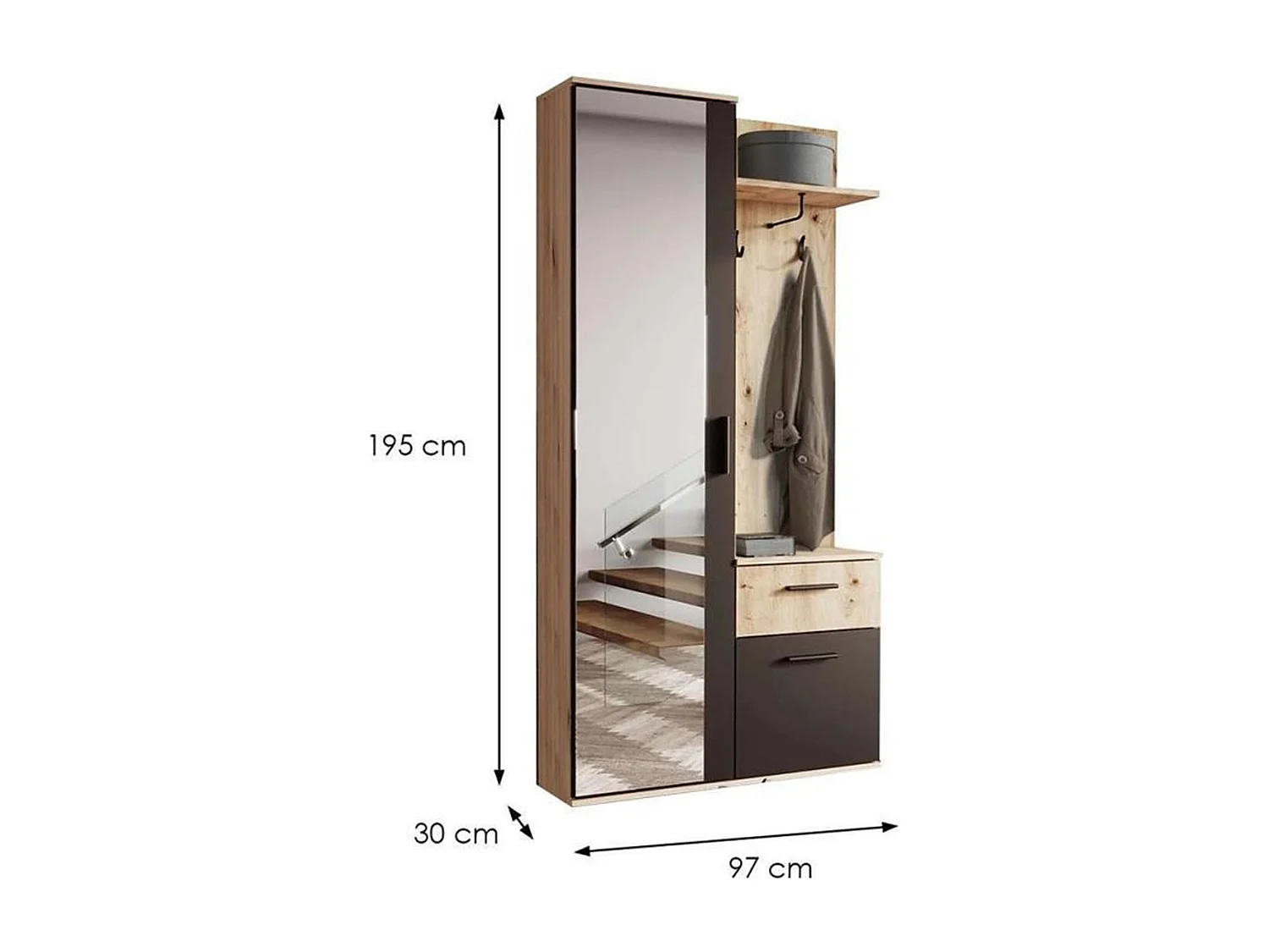 MINIO go for it, Armoire ALEX en chêne Artisan / noir