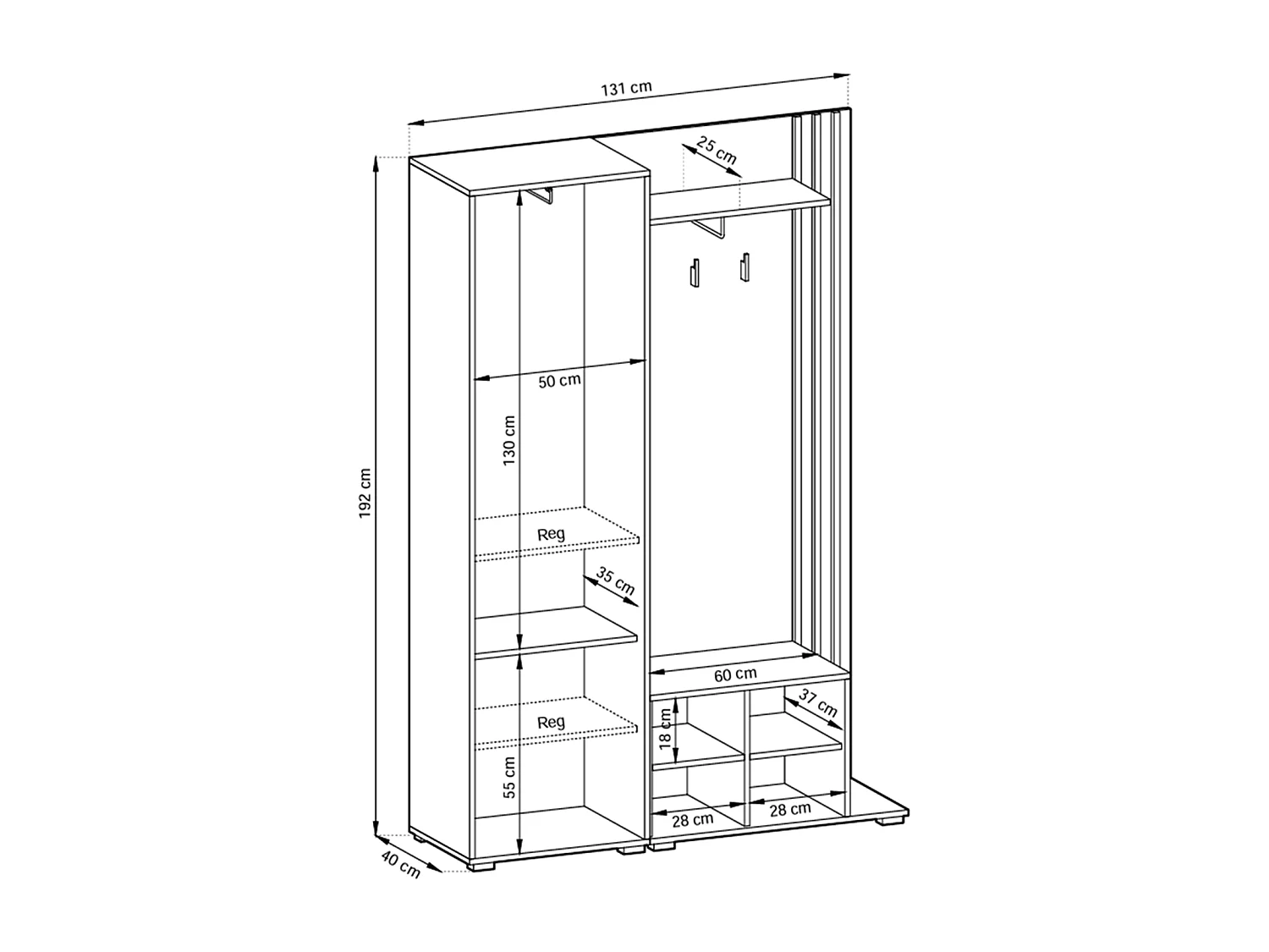 MINIO go for it, Garderobe NEL, met spiegel, wit/artisan eiken