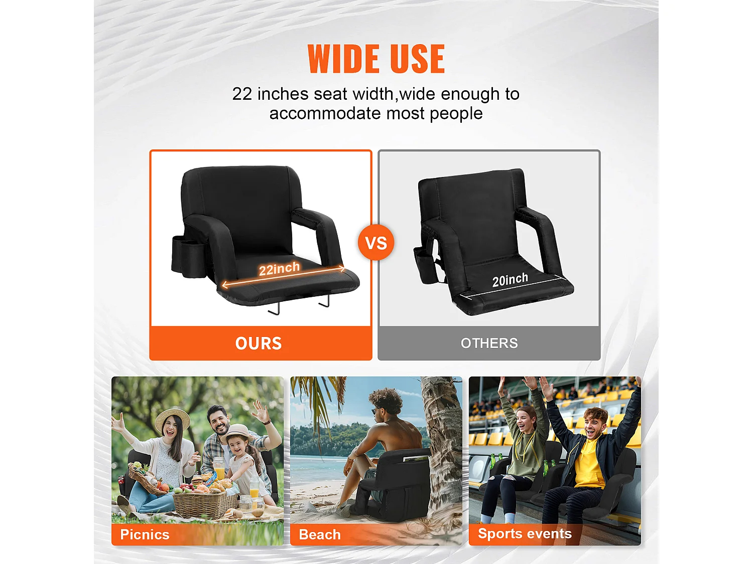 Chaise SucceBuy Lot de 2, Sièges de Stade avec Support Dorsal SucceBuy, Fauteuil Inclinable