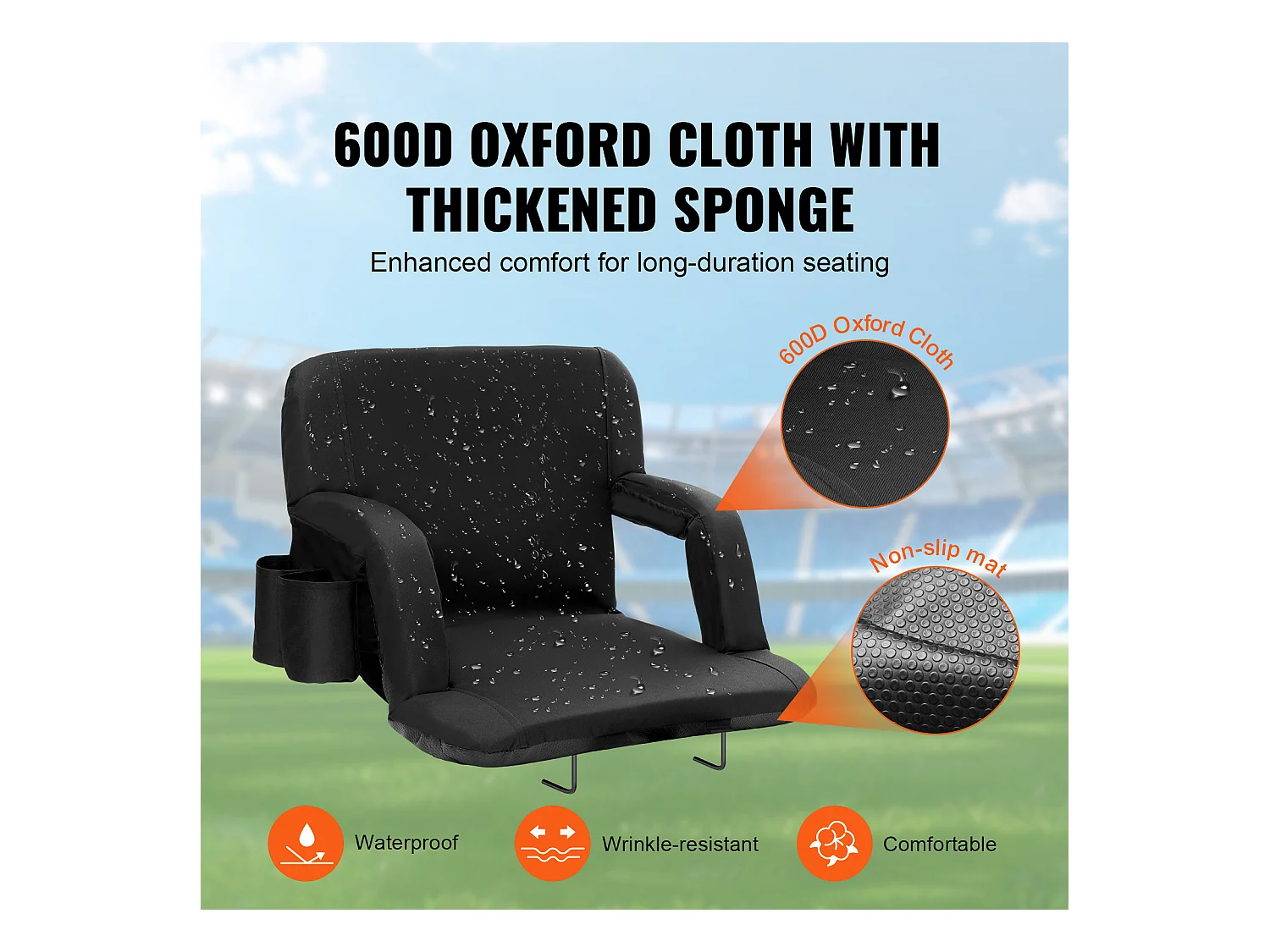 Stoel SucceBuy Set van 2, Stadionzetels met Rugsteun SucceBuy, Inclineerbare Fauteuil