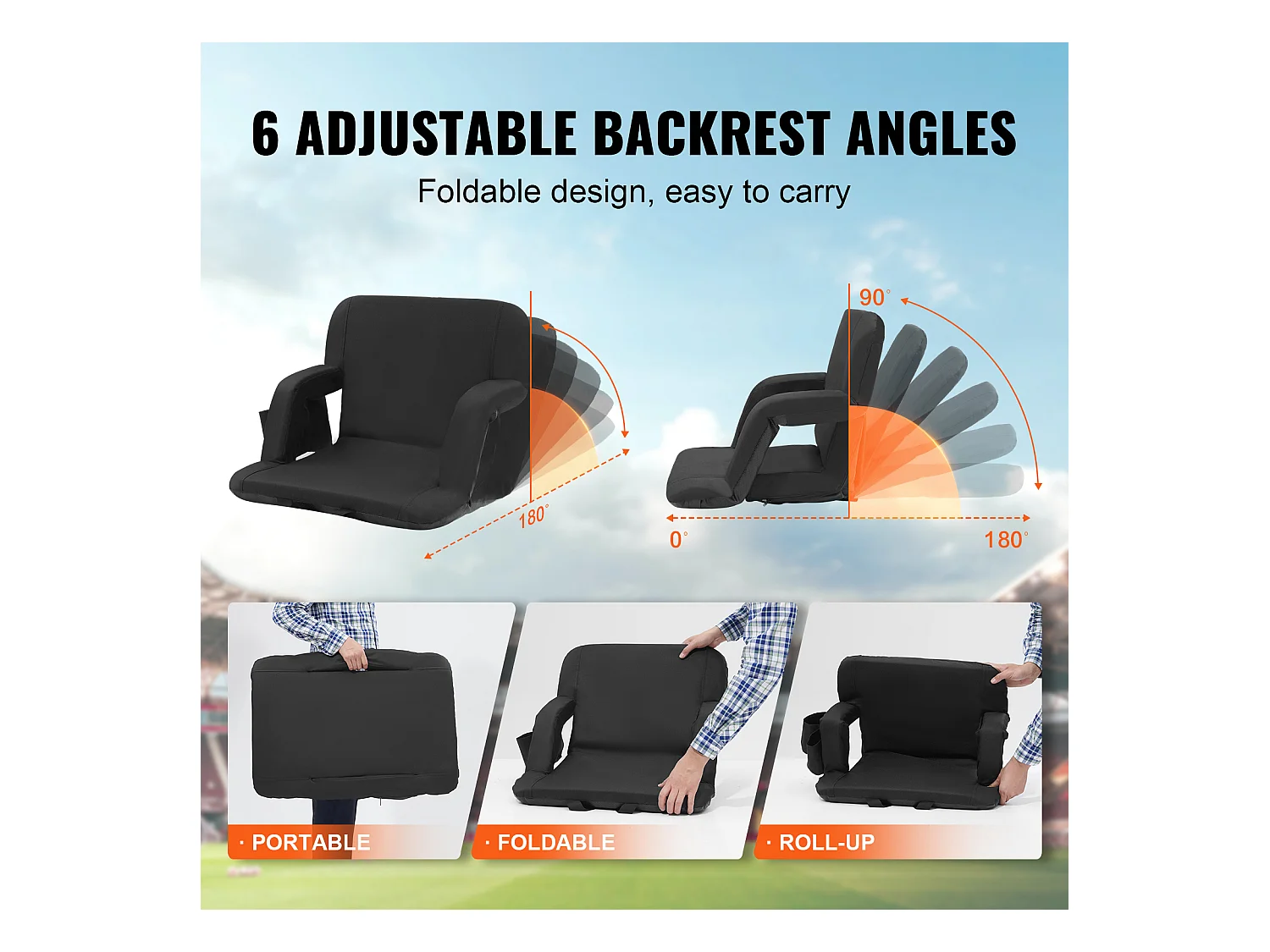 Stoel SucceBuy Set van 2, Stadionzetels met Rugsteun SucceBuy, Inclineerbare Fauteuil