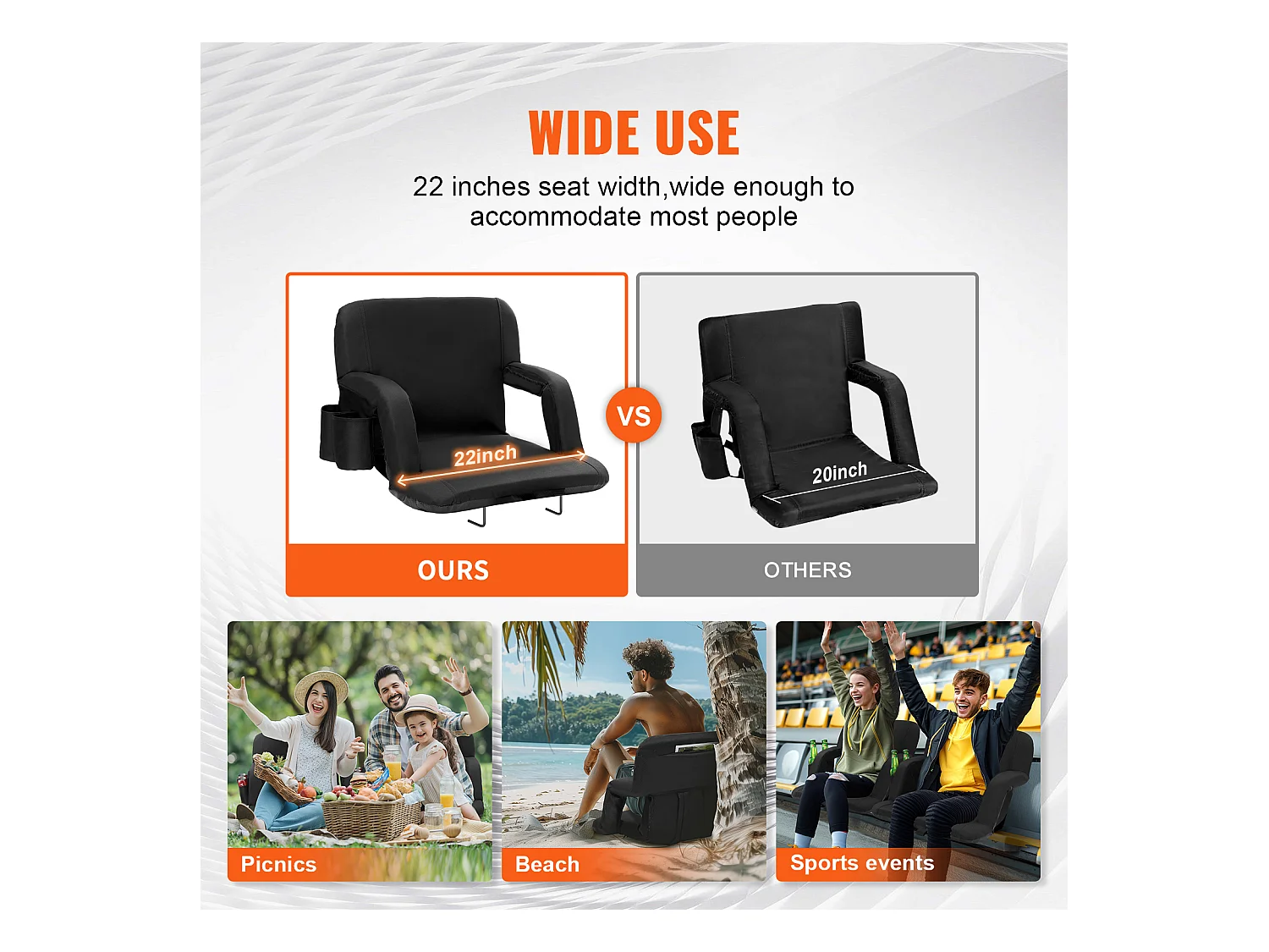 Stoel SucceBuy Set van 2, Stadionzetels met Rugsteun SucceBuy, Inclineerbare Fauteuil