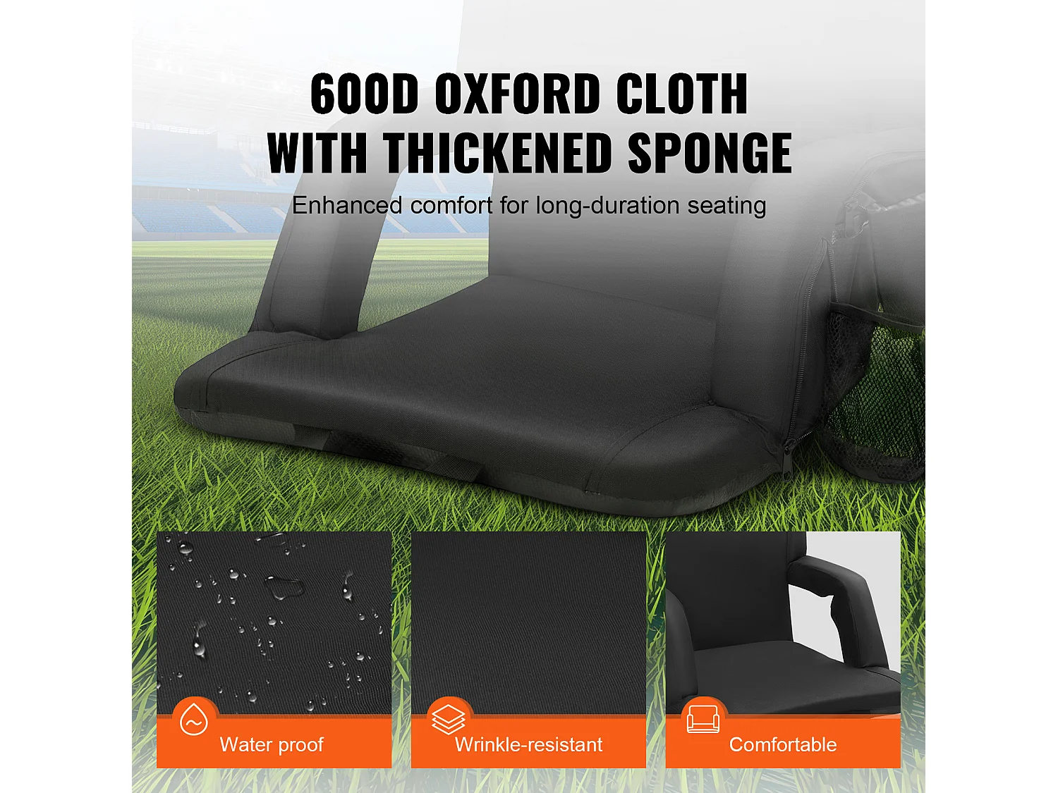 Chaise SucceBuy, Lot de 2 Sièges de Stade Chauffants Doubles, Support Dorsal, Inclinable, Chauffage à 3 Niveaux, pour Diverses Sorties