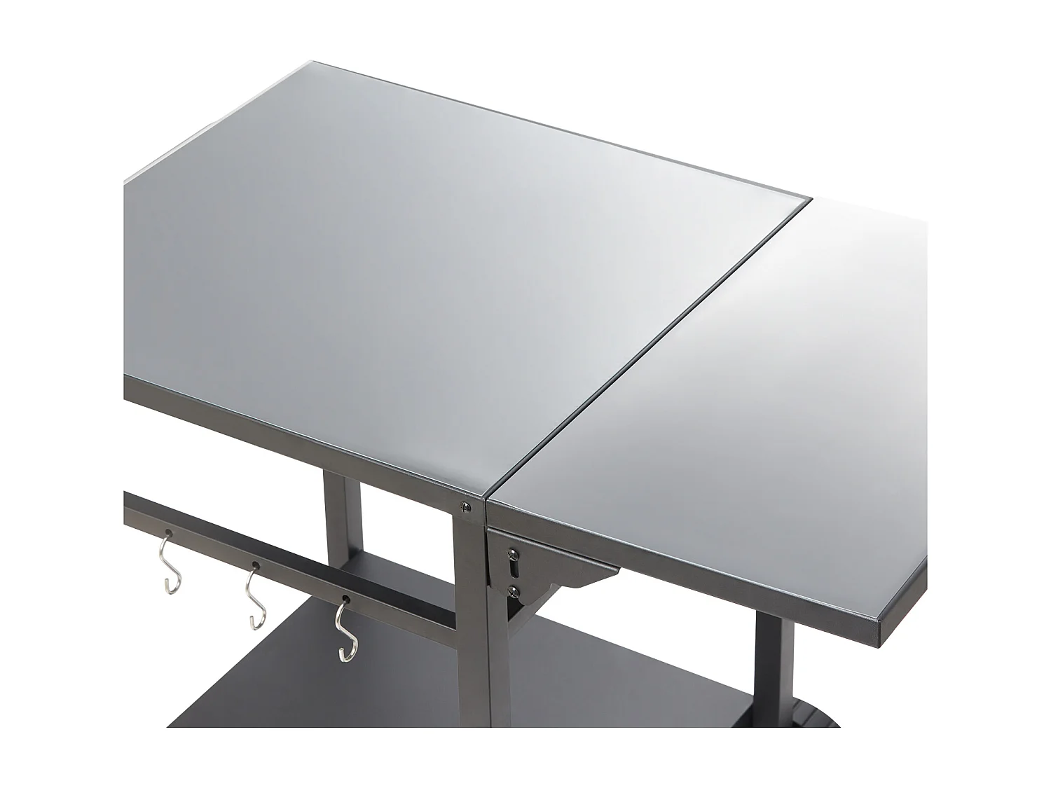 Chariot de Service SucceBuy, Chariot de Salle à Manger pour Barbecue Extérieur à Deux Étagères, Plateau en Fer Pliable