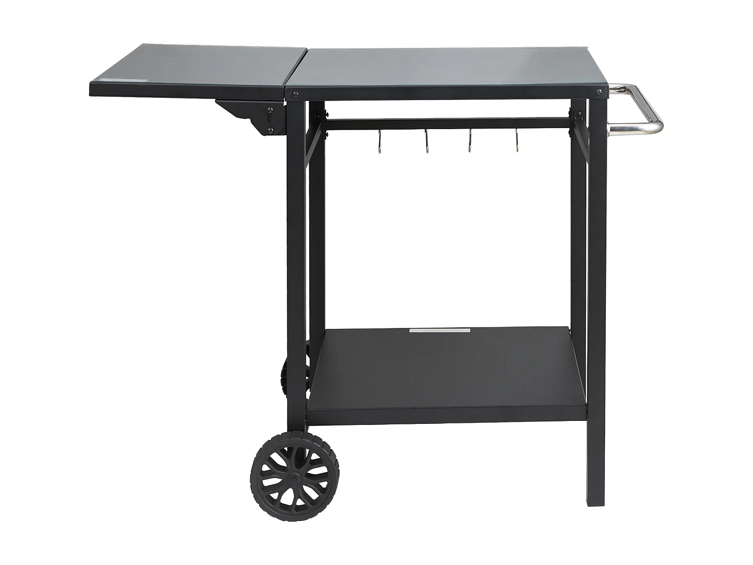 Chariot de Service SucceBuy, Chariot de Salle à Manger pour Barbecue Extérieur à Deux Étagères, Plateau en Fer Pliable