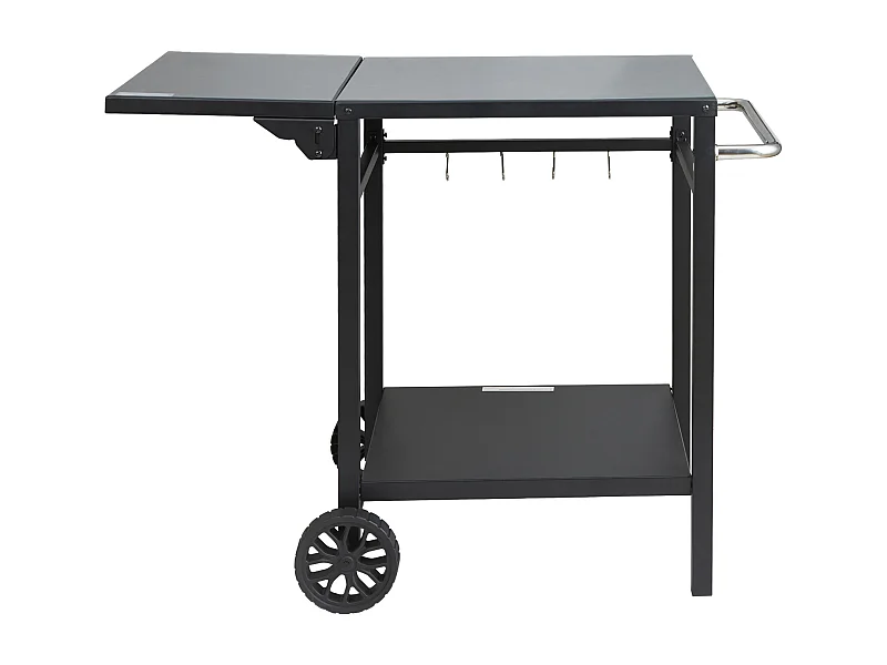 Chariot de Service SucceBuy, Chariot de Salle à Manger pour Barbecue Extérieur à Deux Étagères, Plateau en Fer Pliable