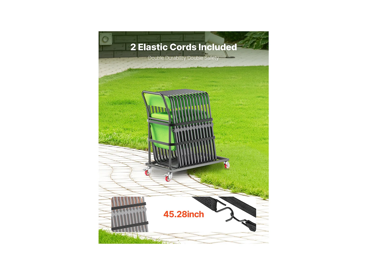 Chariot de Service Pliable SucceBuy, Support de Chaise Pliable, 136 Kg pour 25 Chaises, Rangement Vertical en Forme de L