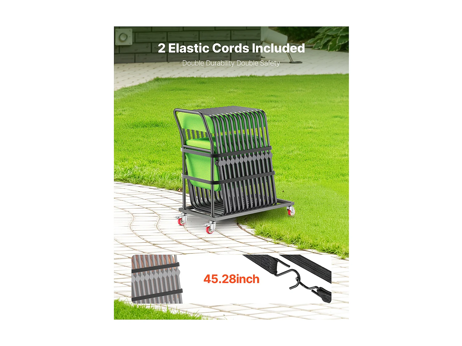 Chariot de Service Pliable SucceBuy, Support de Chaise Pliable, 136 Kg pour 25 Chaises, Rangement Vertical en Forme de L