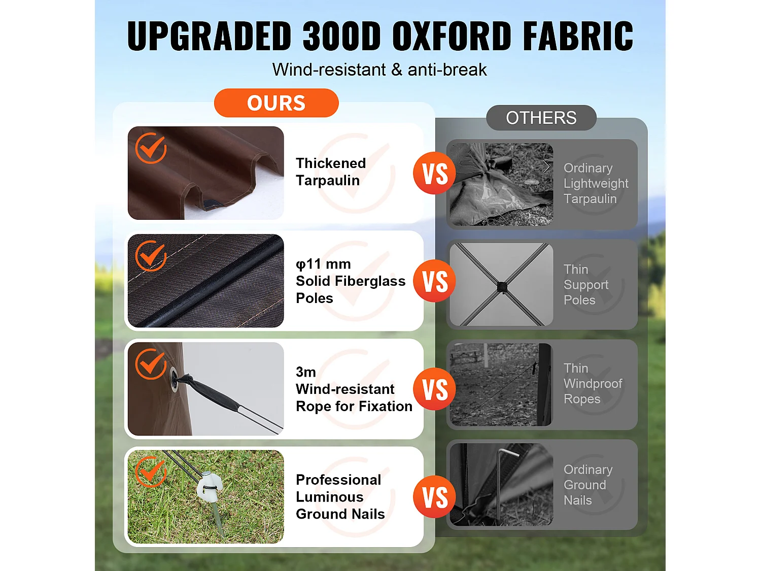 Tente Tonnelle Escamotable à 6 Côtés SucceBuy, Abri Solaire, Marron, avec Panneaux d'Intimité Amovibles et Fenêtres en Maille