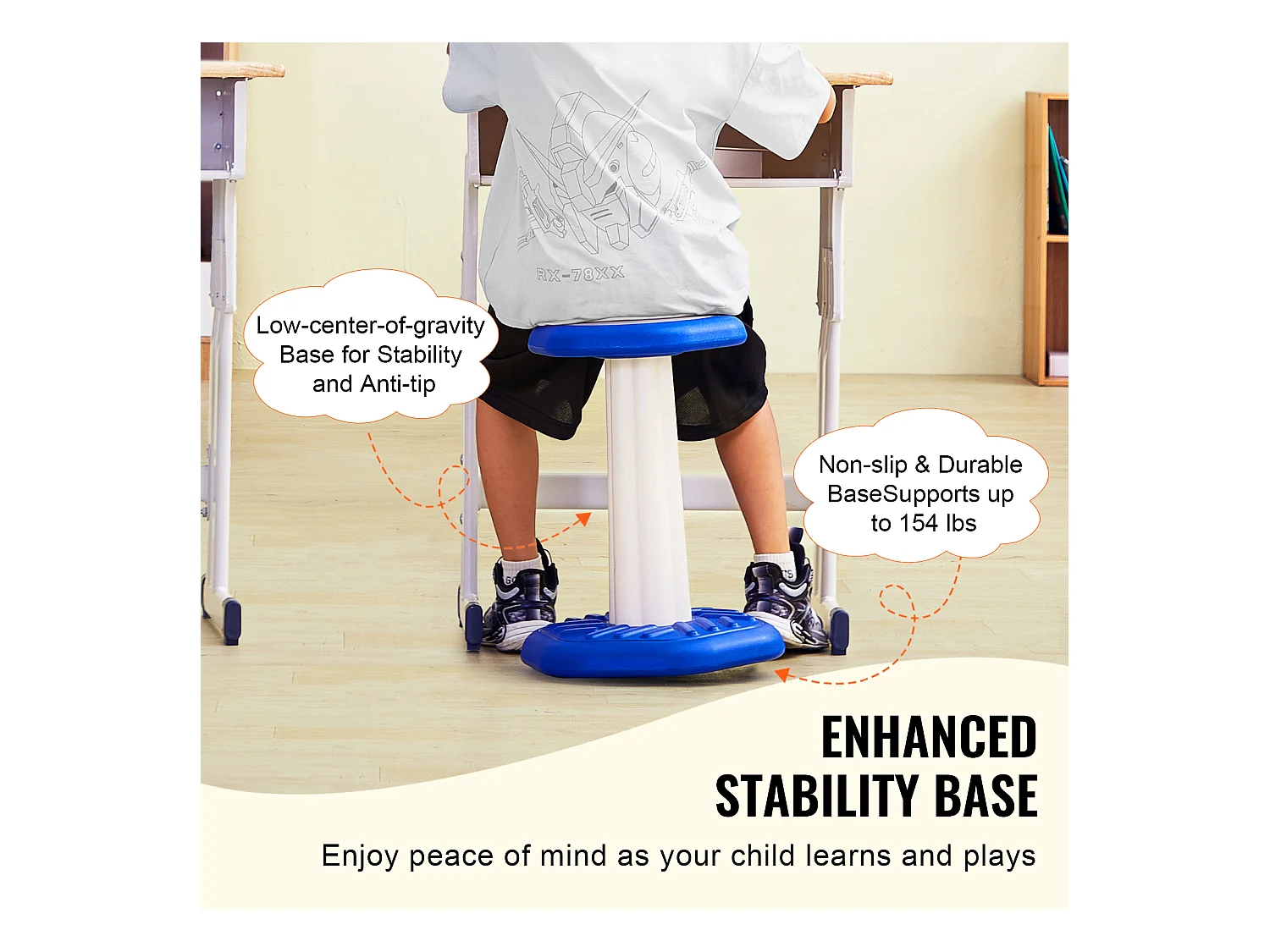 Tabouret Oscillant pour Enfants SucceBuy avec Coussin en éponge pour Enfants de 7 à 14 Ans, Bleu