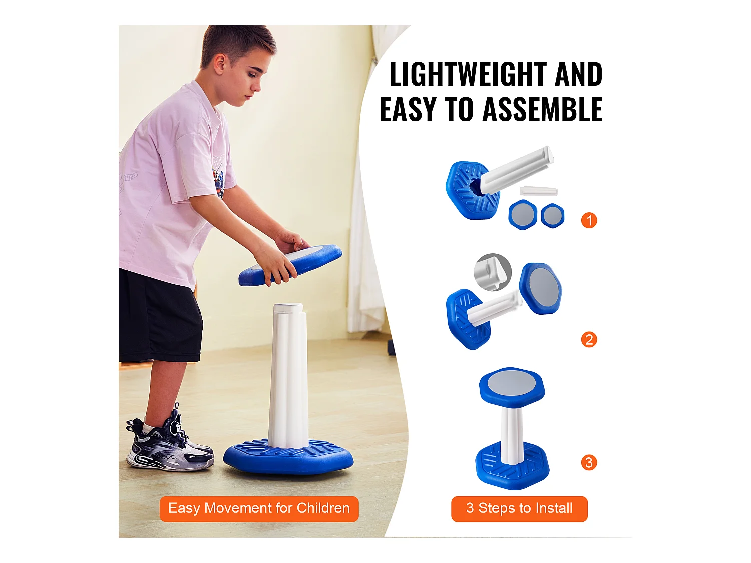 Tabouret Oscillant pour Enfants SucceBuy avec Coussin en éponge pour Enfants de 7 à 14 Ans, Bleu