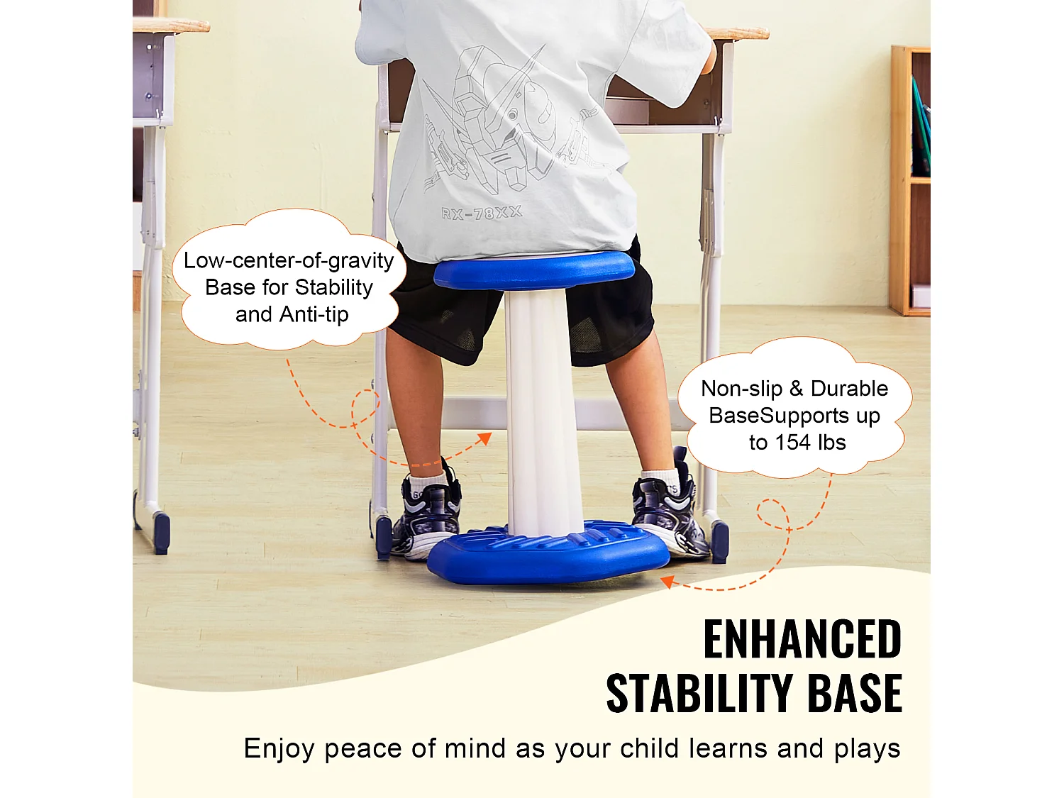 Wiebelkruk Voor Kinderen SucceBuy Met Schuimkussen Voor 7-14 Jaar, Blauw