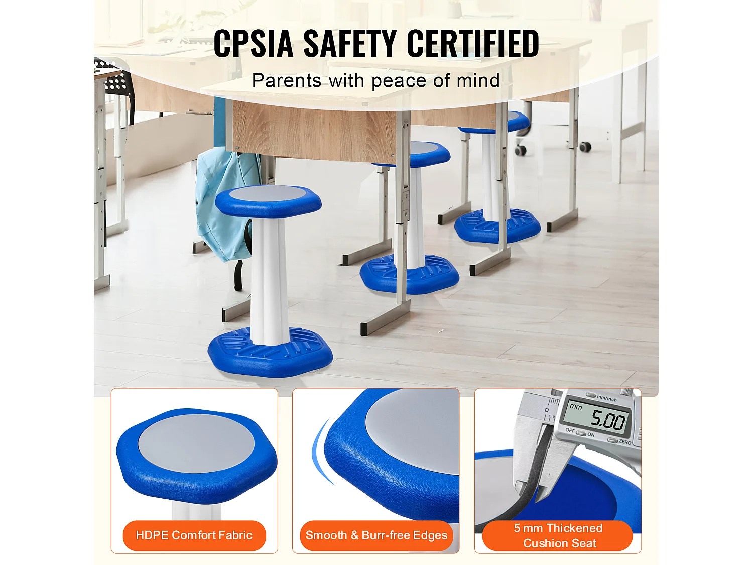 Wiebelkruk Voor Kinderen SucceBuy Met Schuimkussen Voor 7-14 Jaar, Blauw