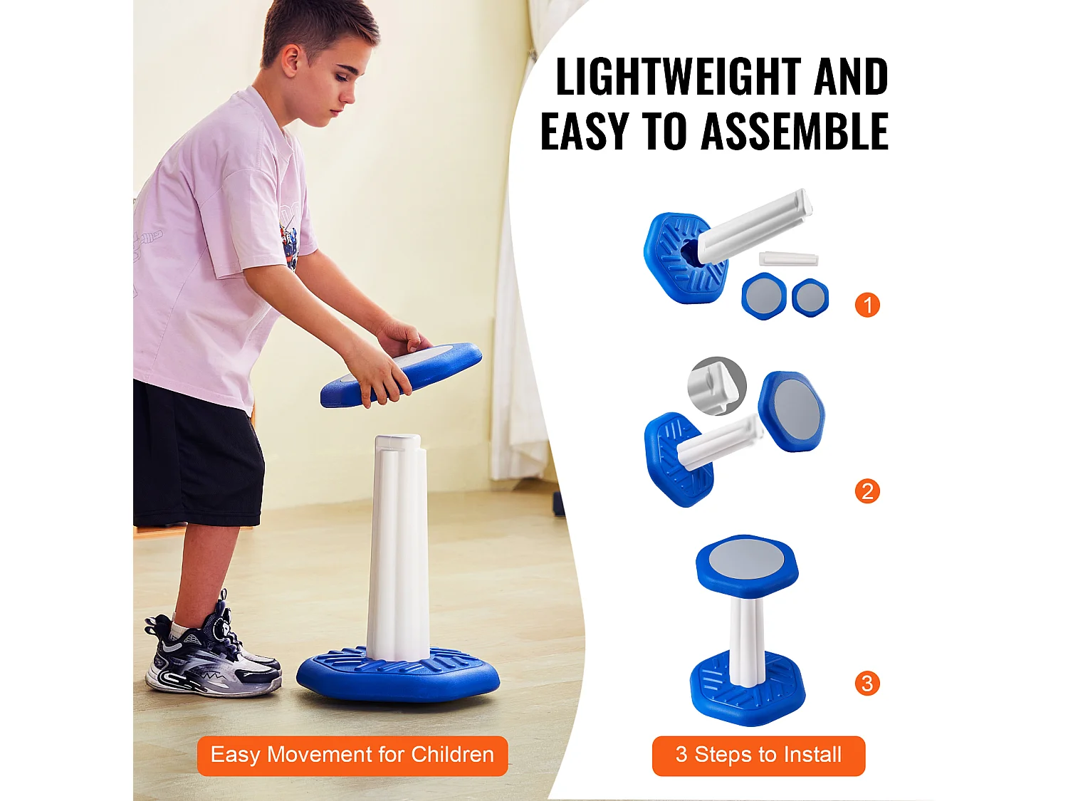 Wiebelkruk Voor Kinderen SucceBuy Met Schuimkussen Voor 7-14 Jaar, Blauw