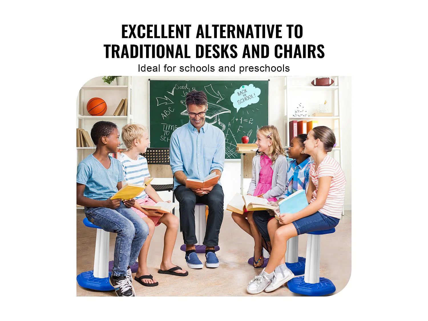 Wiebelkruk Voor Kinderen SucceBuy Met Schuimkussen Voor 7-14 Jaar, Blauw