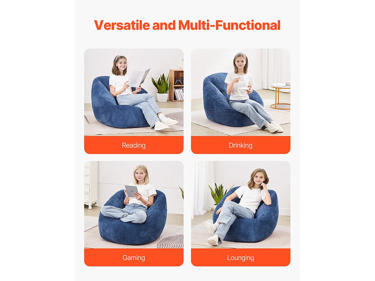 Pouf SucceBuy Met 3 Poten, Blauw, Zachte Armleuningen En Zak