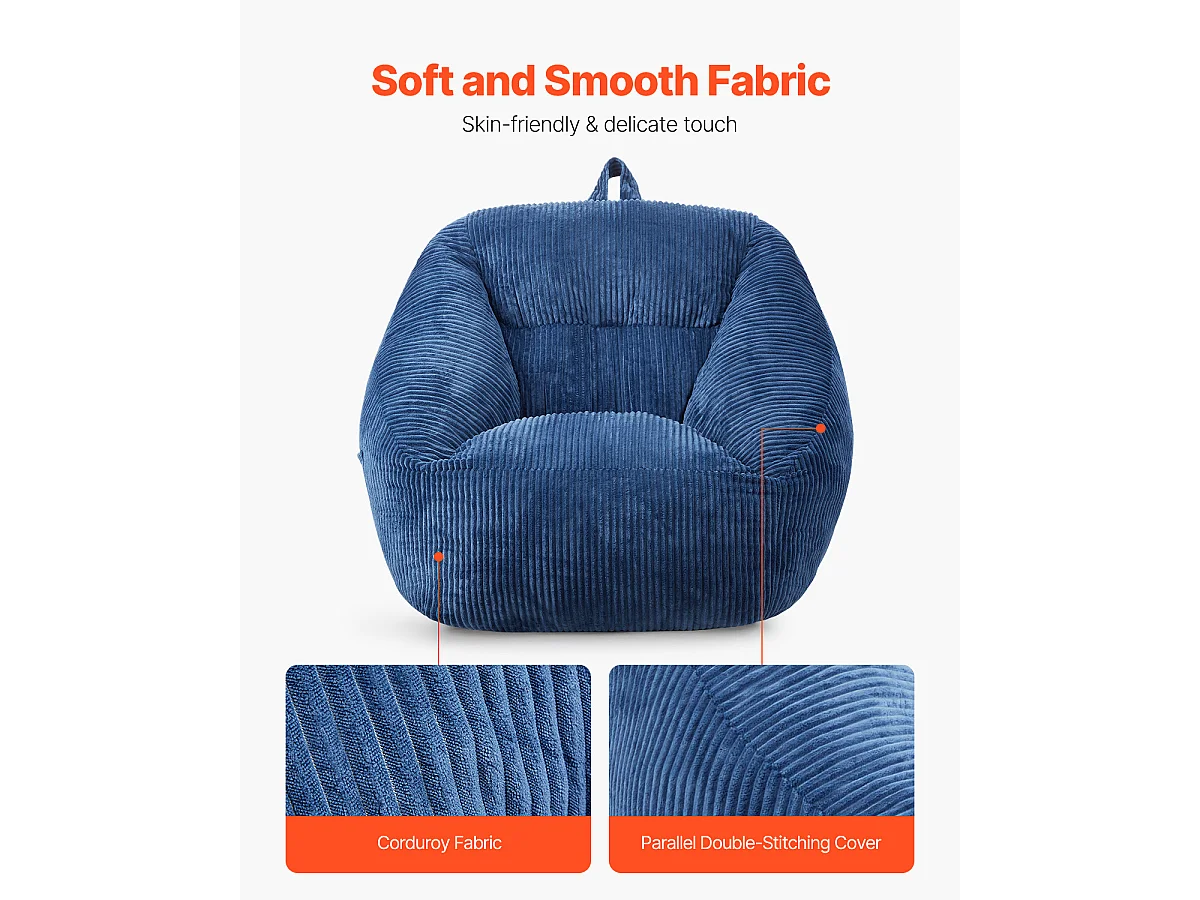 Pouf SucceBuy Met 3 Poten, Blauw, Zachte Armleuningen En Zak