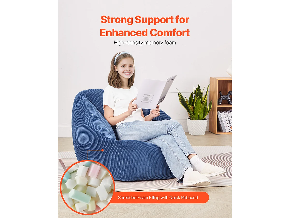 Pouf SucceBuy Met 3 Poten, Blauw, Zachte Armleuningen En Zak