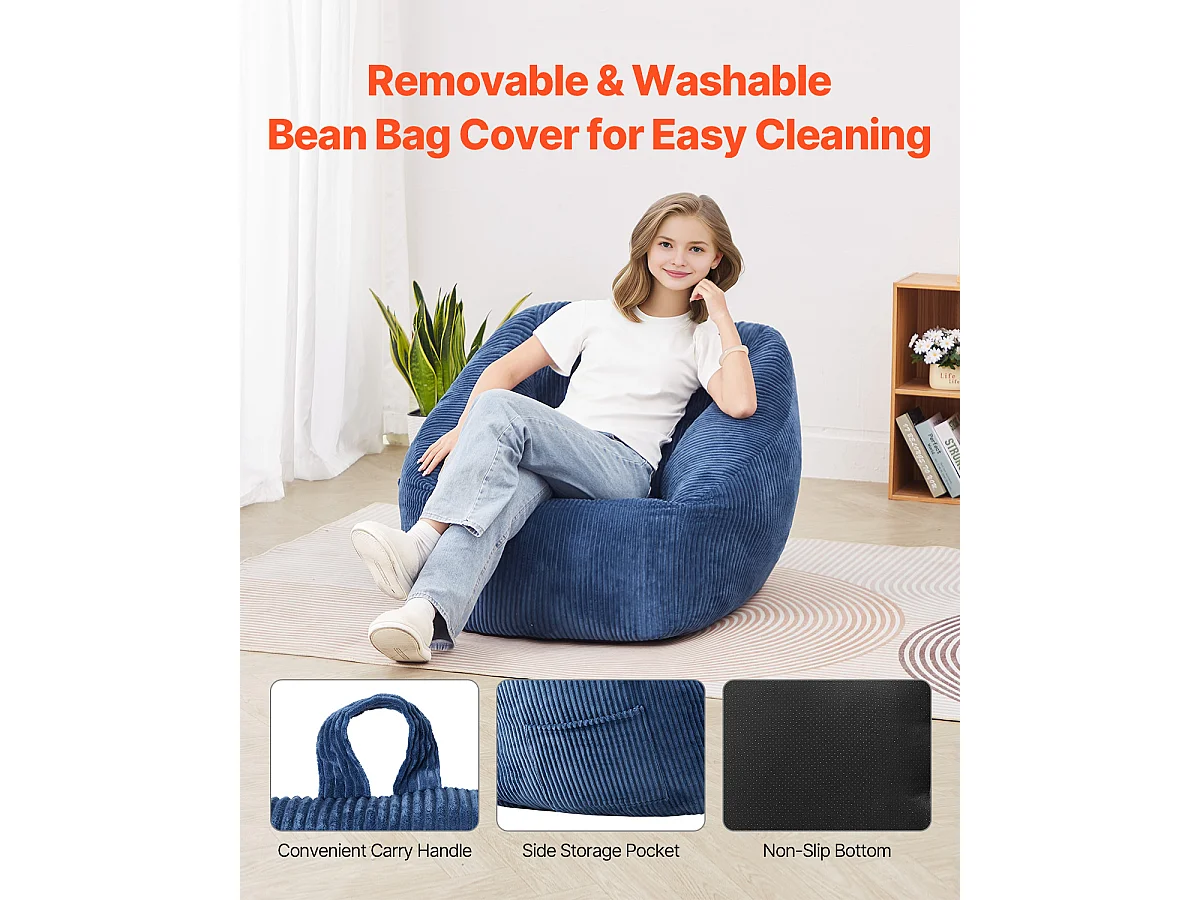 Pouf SucceBuy Met 3 Poten, Blauw, Zachte Armleuningen En Zak