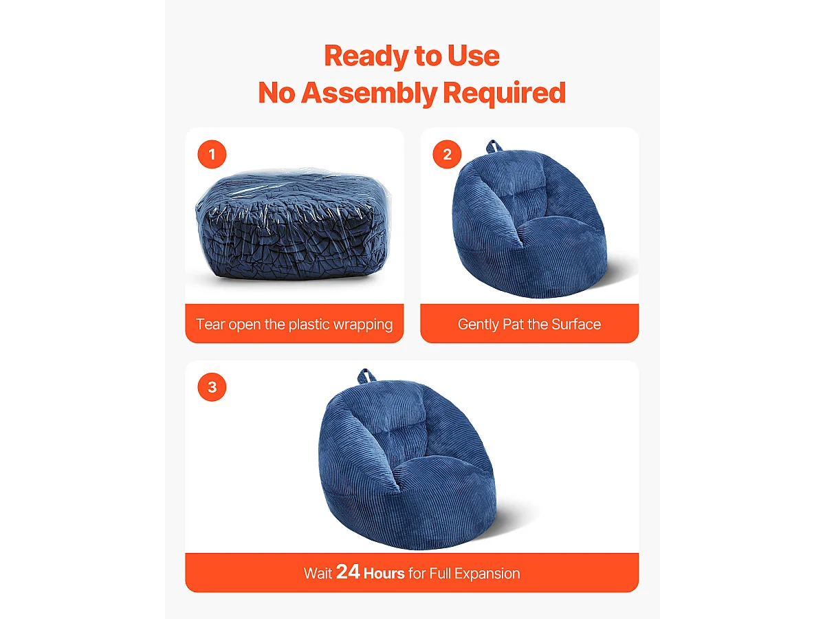 Pouf SucceBuy Met 3 Poten, Blauw, Zachte Armleuningen En Zak