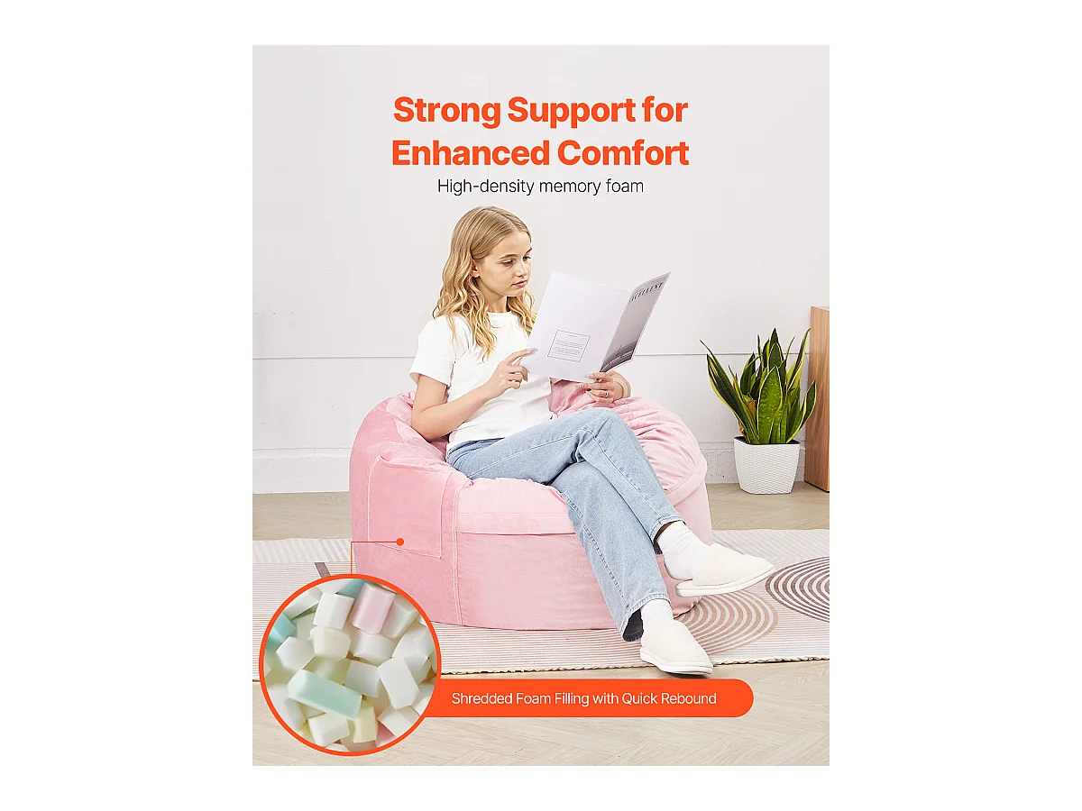 Pouf Rond SucceBuy , 90 cm de Diamètre, Housse Amovible et Lavable, Mousse à Mémoire de Forme 25D, Velours Hollandais Doux, Chambre/Salle de Jeux, Rose