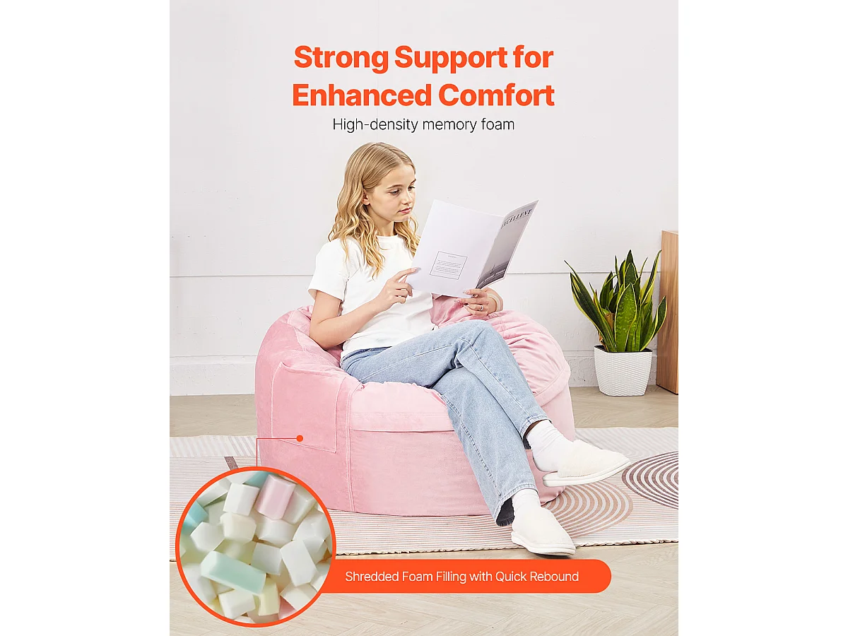 Pouf Rond SucceBuy , 90 cm de Diamètre, Housse Amovible et Lavable, Mousse à Mémoire de Forme 25D, Velours Hollandais Doux, Chambre/Salle de Jeux, Rose