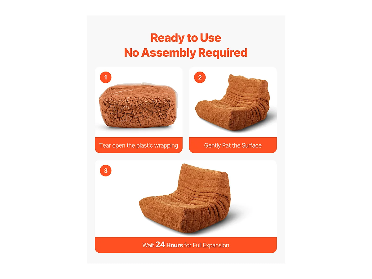 Pouf en L SucceBuy, Mousse à Mémoire de Forme 25D, Accoudoirs Souples Poche de Rangement, Housse en Velours Teddy, Marron