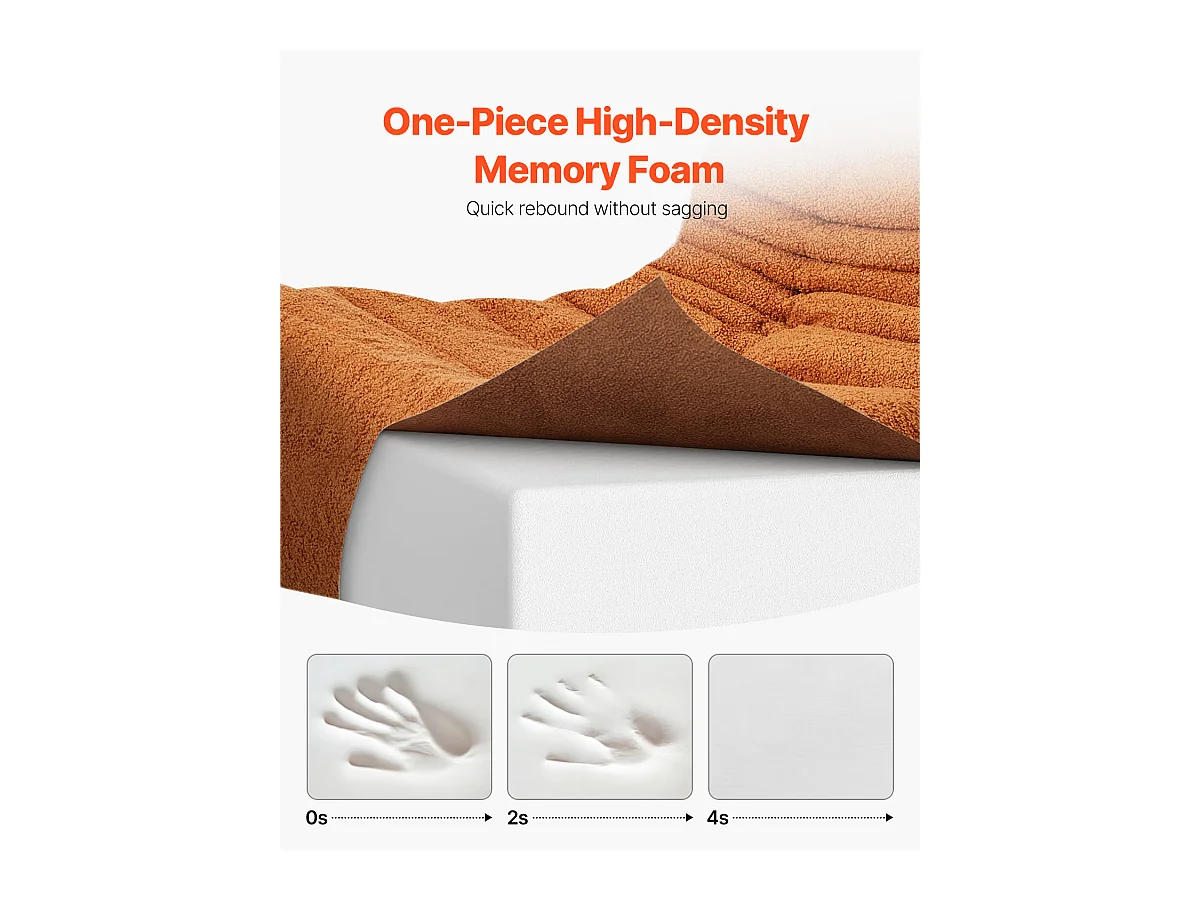 L-Poef SucceBuy, 25D Traagschuim, Zachte Armleuningen met Opbergvak, Teddyfluwelen Hoes, Bruin