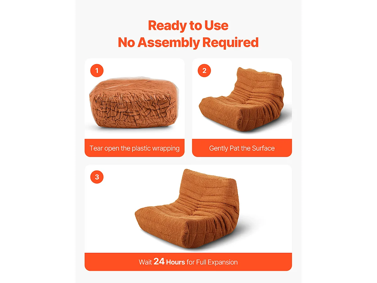 Pouf en L SucceBuy, Mousse à Mémoire de Forme 25D, Accoudoirs Souples Poche de Rangement, Housse en Velours Teddy, Marron