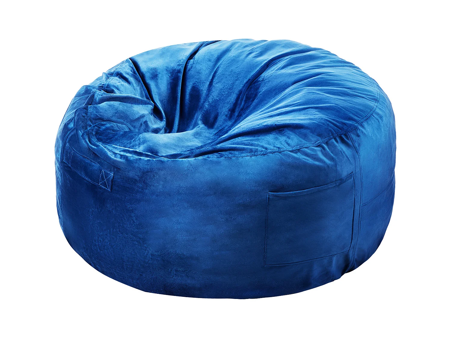 Pouf Rond SucceBuy de 90 cm - Housse Amovible et Lavable. Rempli de Mousse à Mémoire de Forme 25D, Velours Hollandais Doux, Bleu