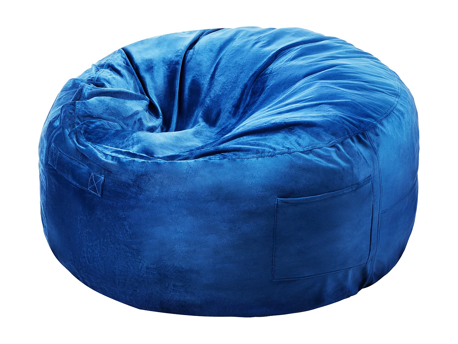 Pouf Rond SucceBuy de 90 cm - Housse Amovible et Lavable. Rempli de Mousse à Mémoire de Forme 25D, Velours Hollandais Doux, Bleu
