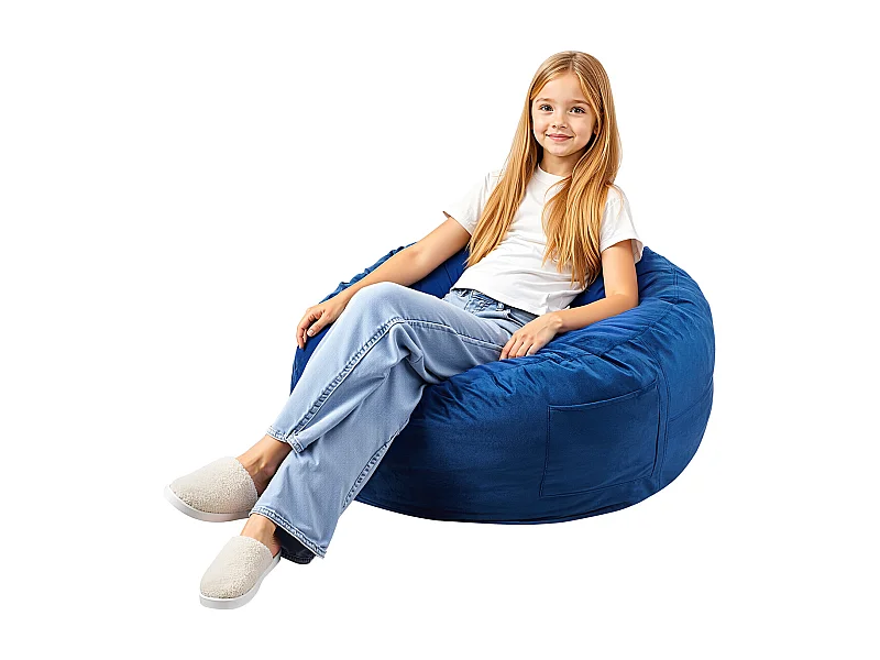 Puf Redondo SucceBuy 90 cm - Funda Desmontable y Lavable, Relleno de Espuma Viscoelástica 25D, Terciopelo Holandés Suave, Azul