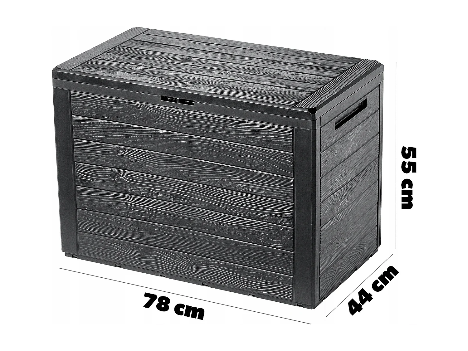 Coffre de jardin KADAX, coffre de rangement en plastique, coffre de jardin pour ranger coussins, jouets pour enfants et coussins d'assise (190 l, anthracite)