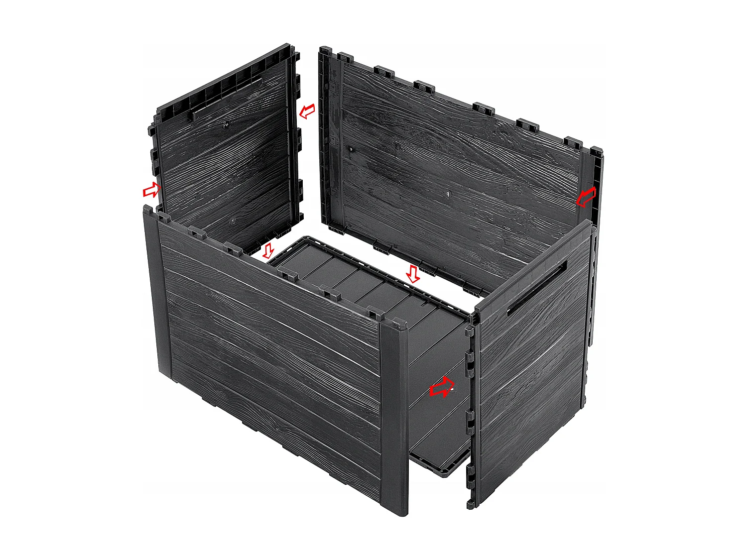 Coffre de jardin KADAX, coffre de rangement en plastique, coffre de jardin pour ranger coussins, jouets pour enfants et coussins d'assise (190 l, anthracite)