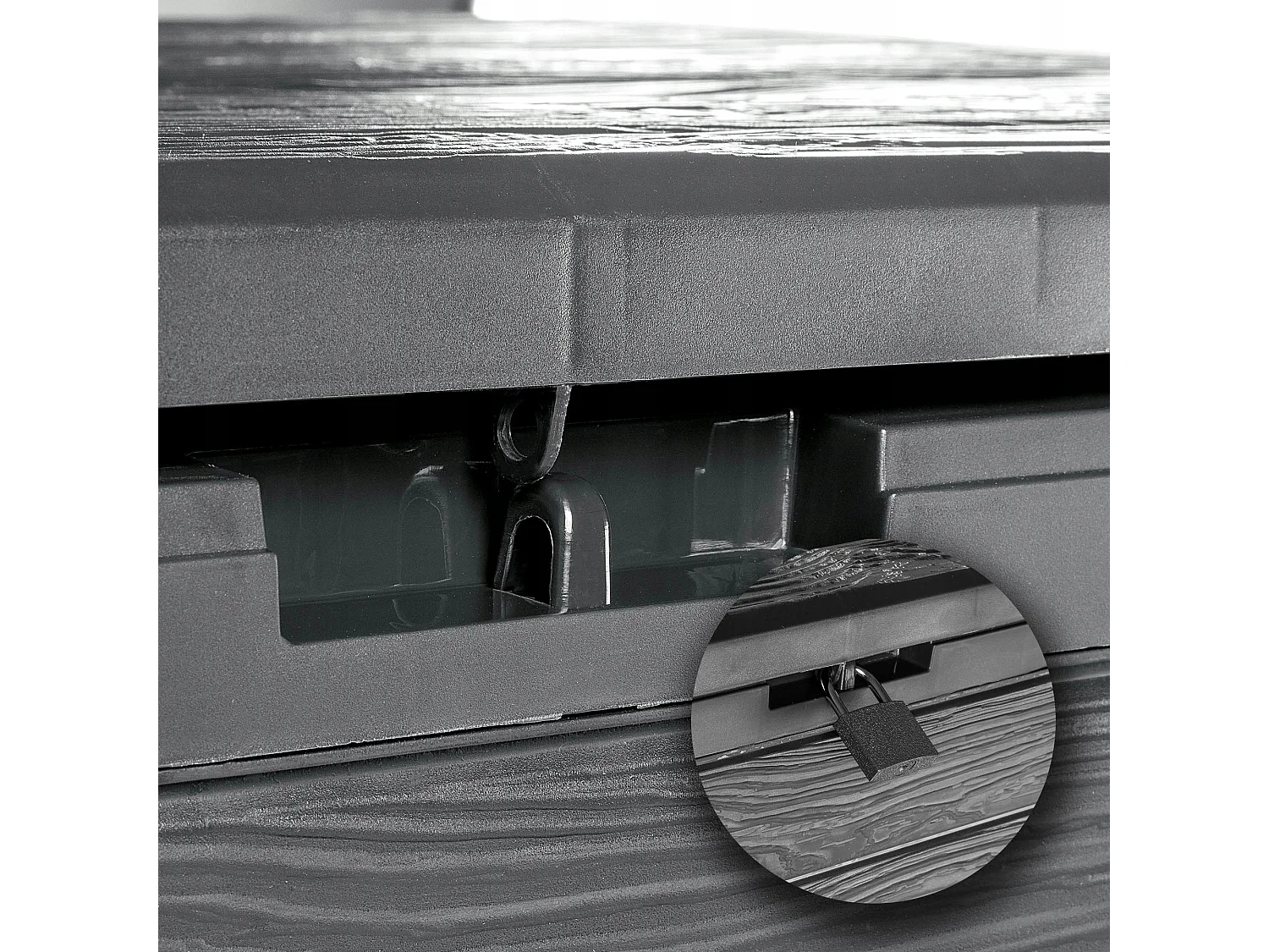 Coffre de jardin KADAX, coffre de rangement en plastique, coffre de jardin pour ranger coussins, jouets pour enfants et coussins d'assise (190 l, anthracite)