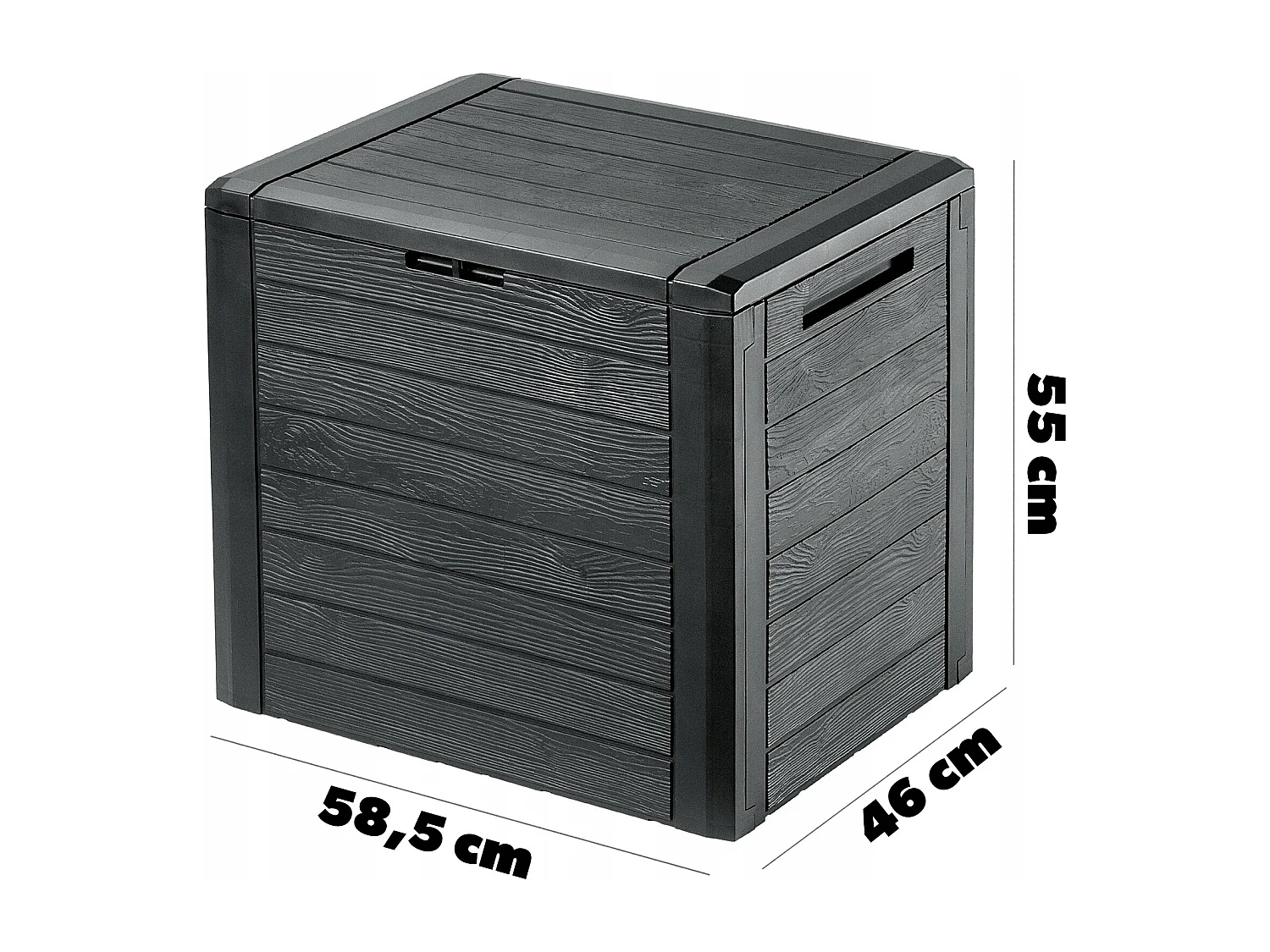 Coffre de jardin KADAX, coffre de rangement en plastique, coffre de jardin pour ranger coussins, jouets pour enfants et coussins d'assise (140 l, anthracite)