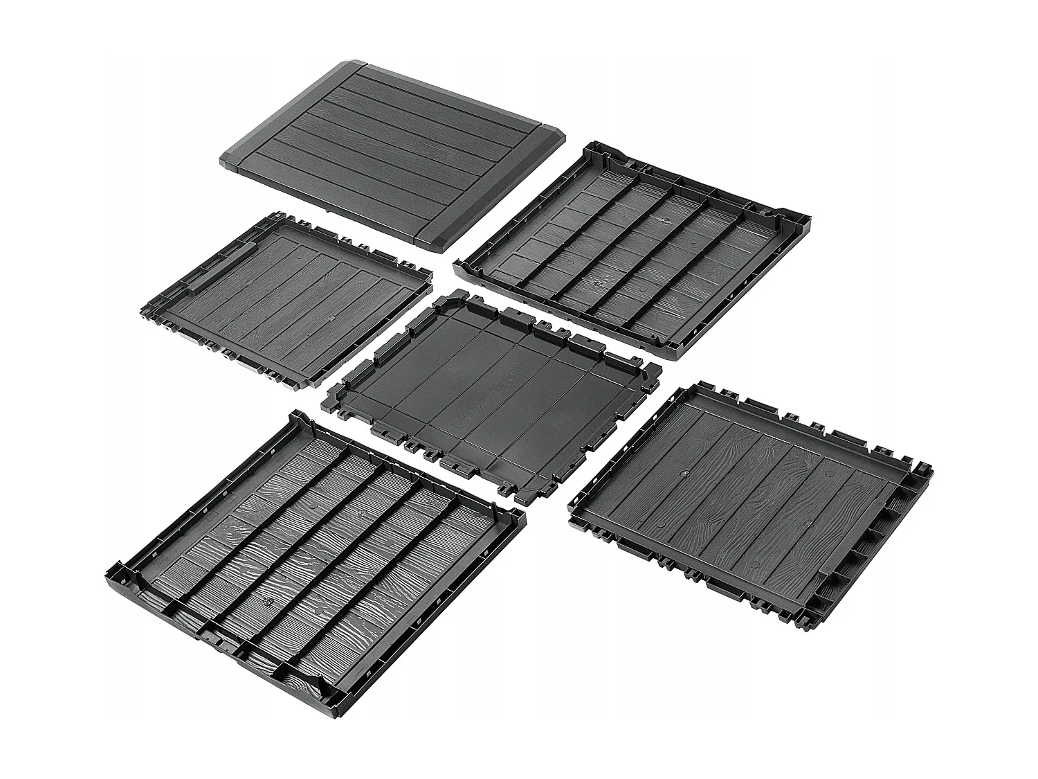 Coffre de jardin KADAX, coffre de rangement en plastique, coffre de jardin pour ranger coussins, jouets pour enfants et coussins d'assise (140 l, anthracite)