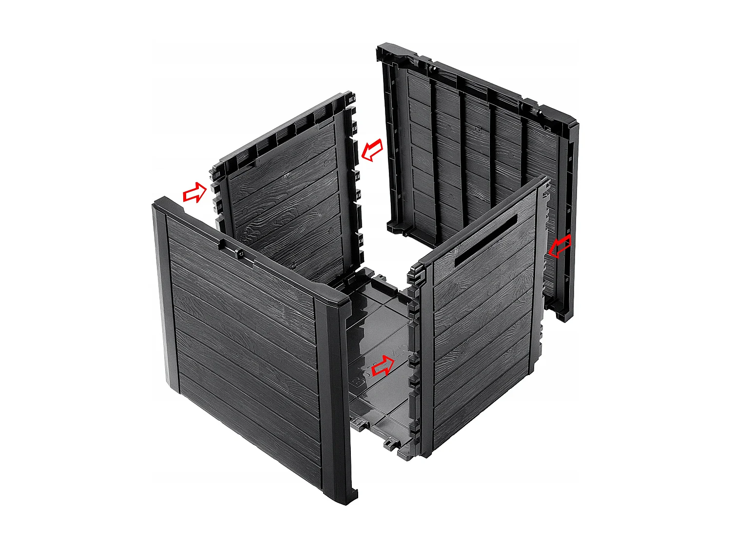 Coffre de jardin KADAX, coffre de rangement en plastique, coffre de jardin pour ranger coussins, jouets pour enfants et coussins d'assise (140 l, anthracite)