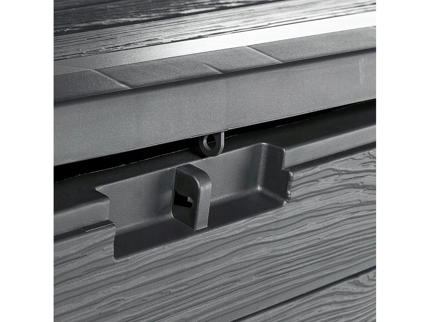 Coffre de jardin KADAX, coffre de rangement en plastique, coffre de jardin pour ranger coussins, jouets pour enfants et coussins d'assise (140 l, anthracite)