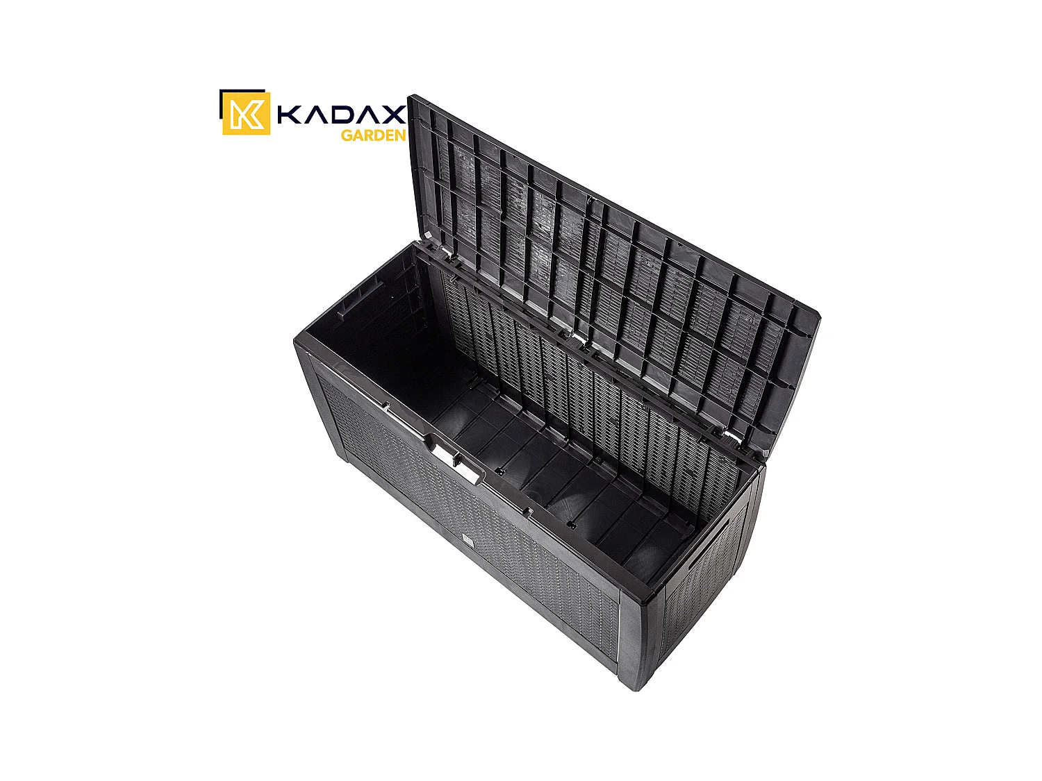 KADAX Tuinkist, 119 x 48 x 60 cm, opbergdoos van kunststof, 310 l tuinkist voor het opbergen van kussens, kinderspeelgoed en zitkussens (310 l, donkerbruin)