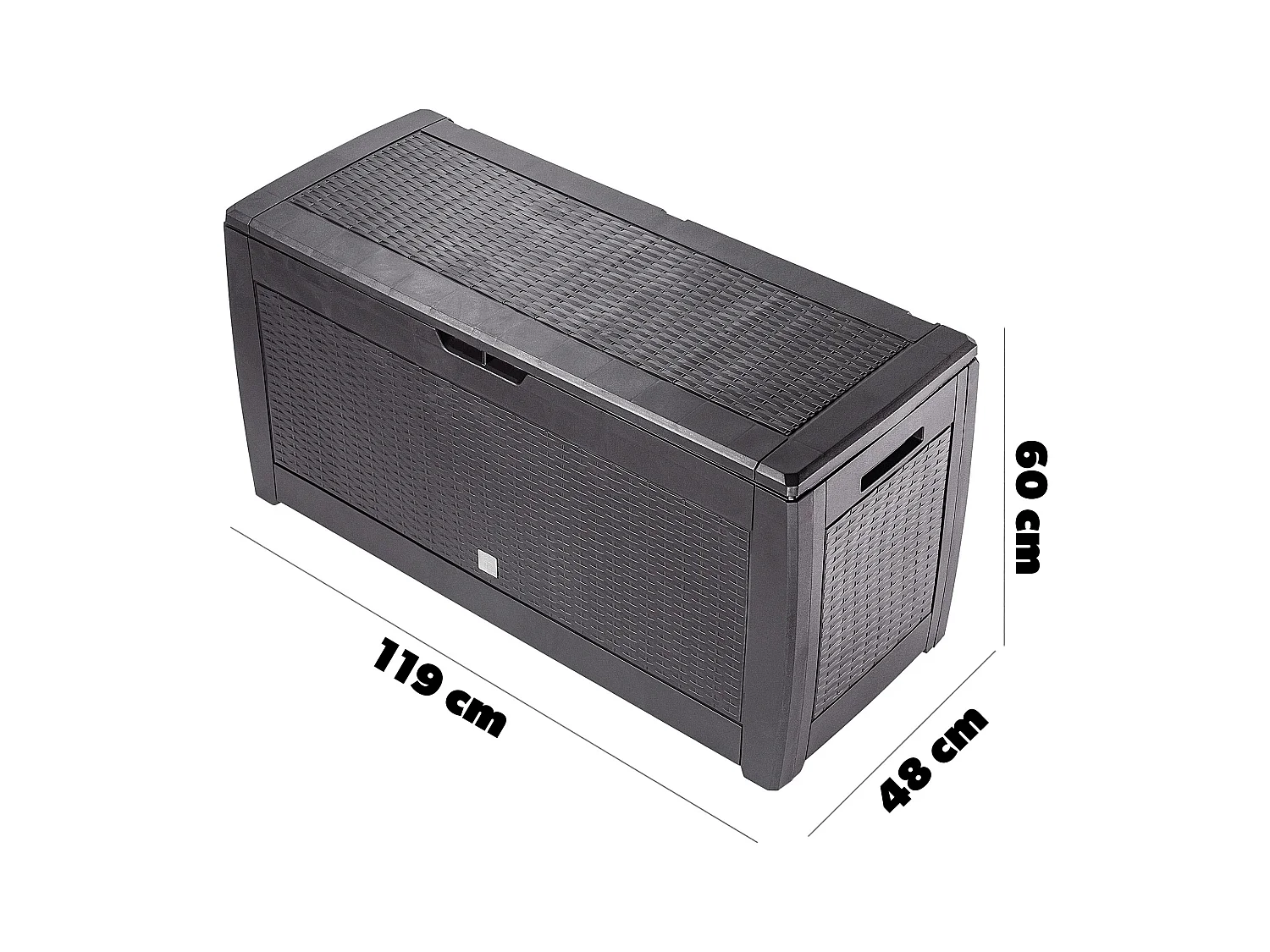 KADAX Tuinkist, 119 x 48 x 60 cm, opbergdoos van kunststof, 310 l tuinkist voor het opbergen van kussens, kinderspeelgoed en zitkussens (310 l, donkerbruin)