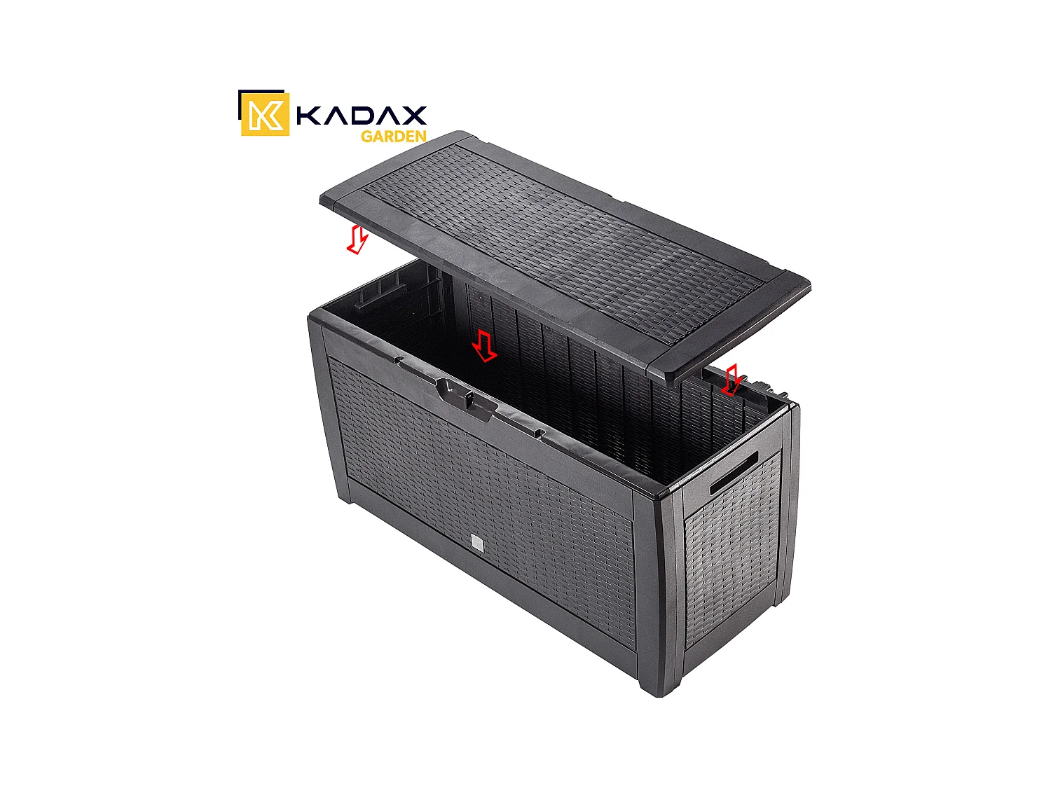 KADAX Tuinkist, 119 x 48 x 60 cm, opbergdoos van kunststof, 310 l tuinkist voor het opbergen van kussens, kinderspeelgoed en zitkussens (310 l, donkerbruin)