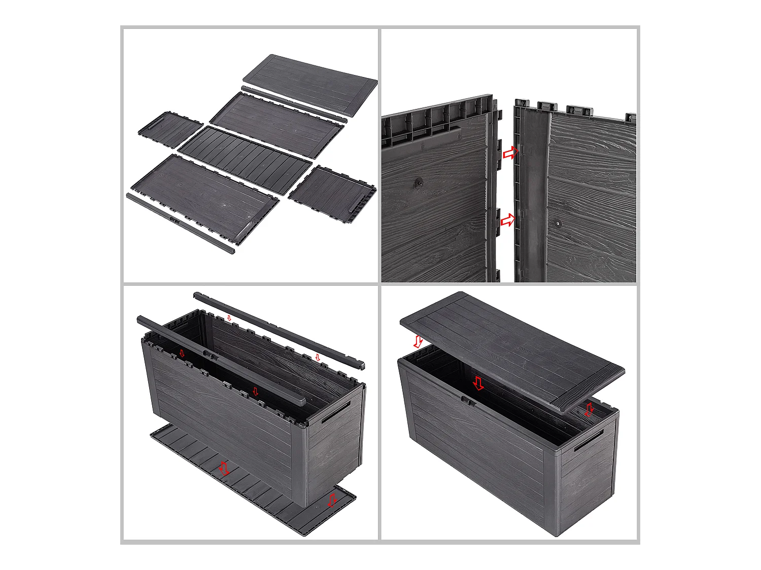 KADAX Baule da giardino per balcone 280 l per giardino balcone terrazza marrone