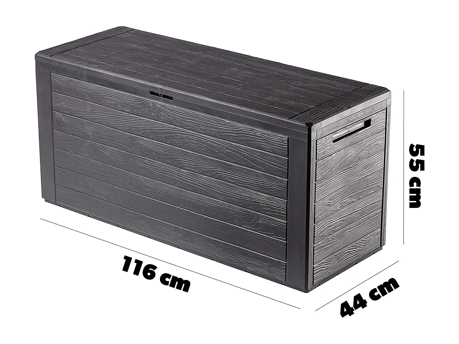 Coffre de jardin KADAX, coffre de rangement en plastique, coffre de jardin pour ranger coussins, jouets pour enfants et coussins d'assise (280 litres, marron foncé)