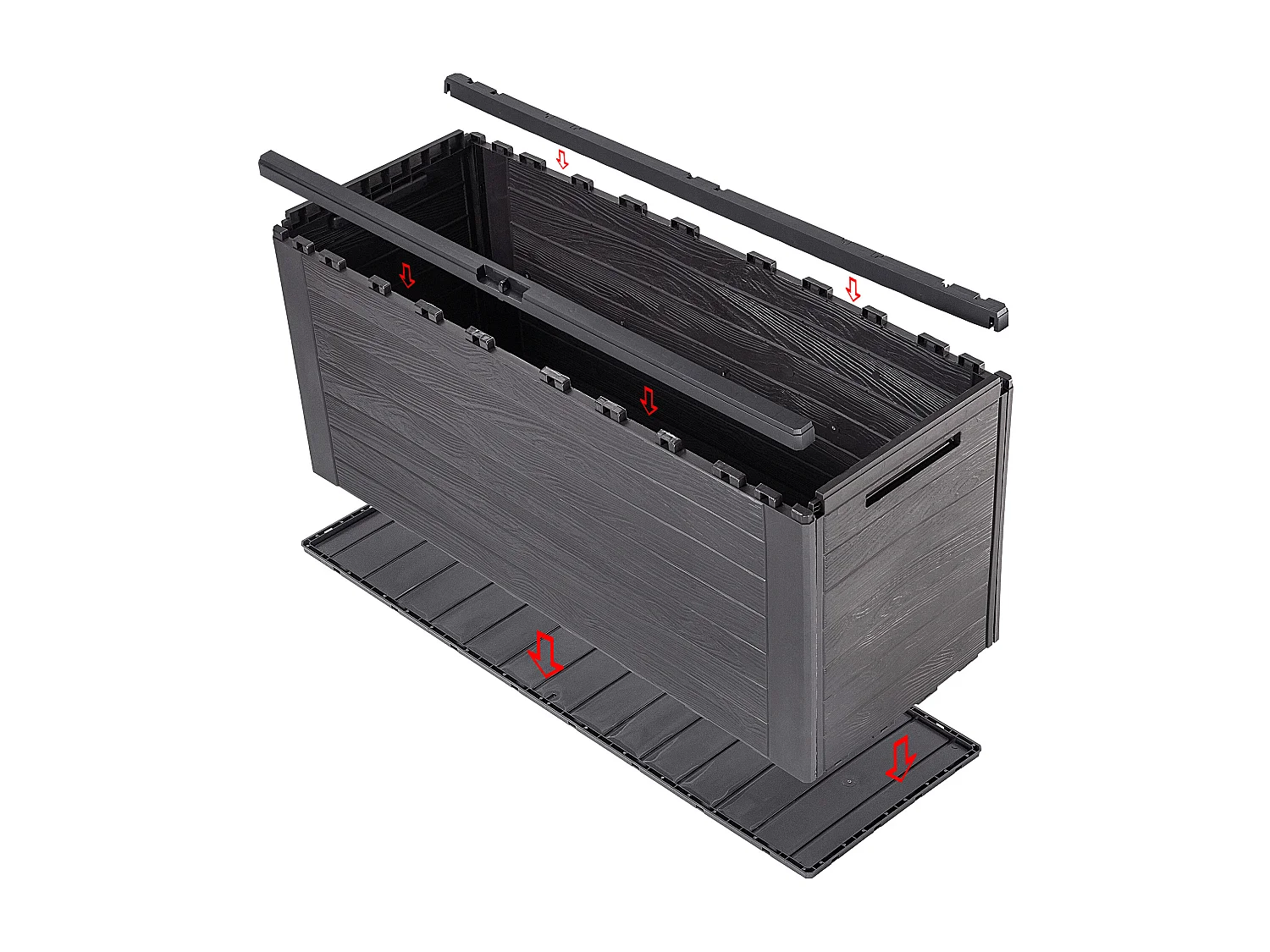 Coffre de jardin KADAX, coffre de rangement en plastique, coffre de jardin pour ranger coussins, jouets pour enfants et coussins d'assise (280 litres, marron foncé)