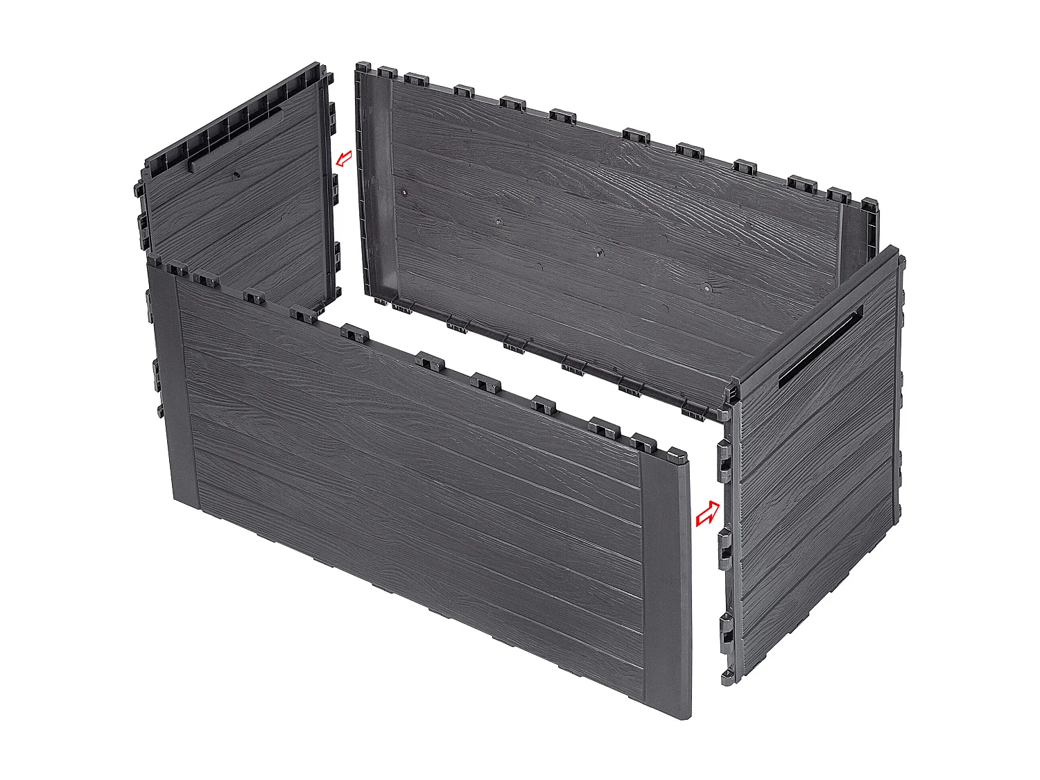 Coffre de jardin KADAX, coffre de rangement en plastique, coffre de jardin pour ranger coussins, jouets pour enfants et coussins d'assise (280 litres, marron foncé)