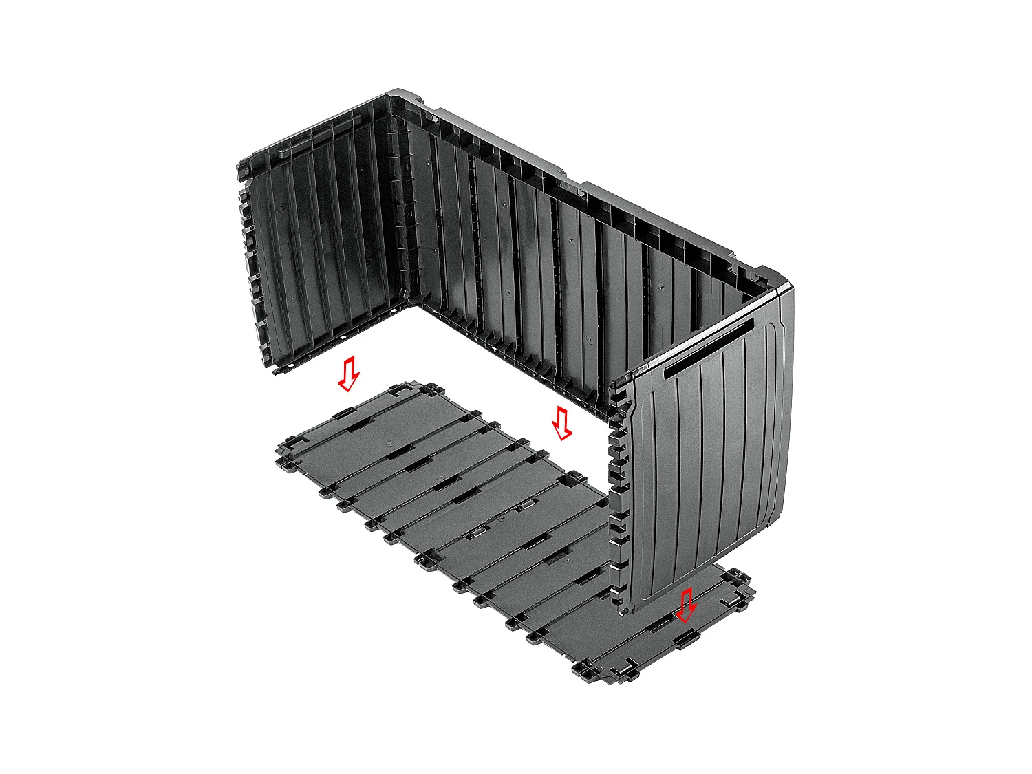 KADAX Tuinkist, 116,6 x 47 x 59,5 cm, opbergdoos van kunststof, 290 liter, met handgrepen en sluiting, tuinbox voor het opbergen van kussens, 290 l, antraciet
